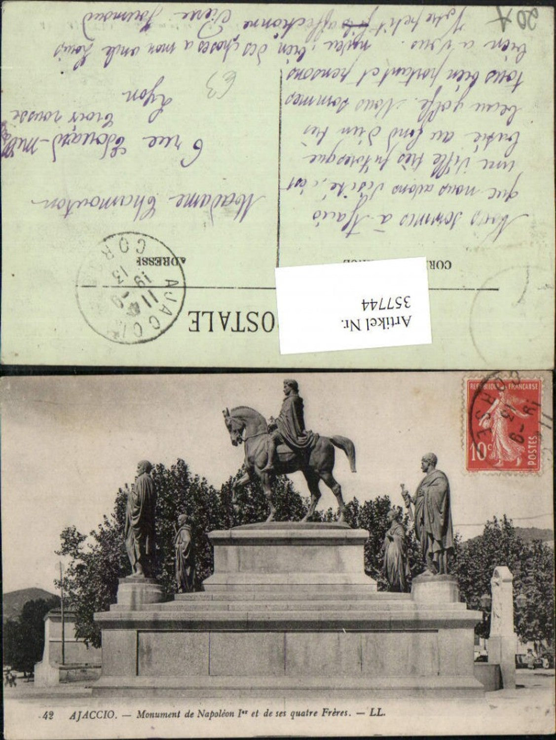 357744,Korsika Corse-du-Sud Ajaccio Monument de Napoleon et de ses quatre Freres Statuen