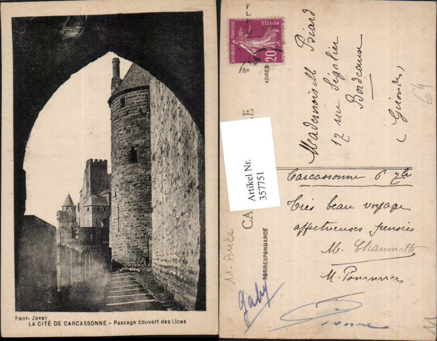357751.Languedoc-Roussillon Aude La Cite de Carcassonne Passage couvert des Lices Festung