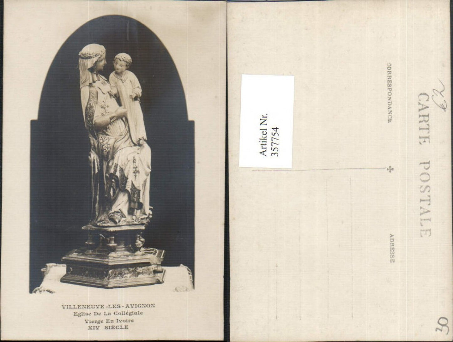 357754.Languedoc-Roussillon Gard Villeneuve-les-Avignon Eglise de la Collegiale Vierge Marienstatue