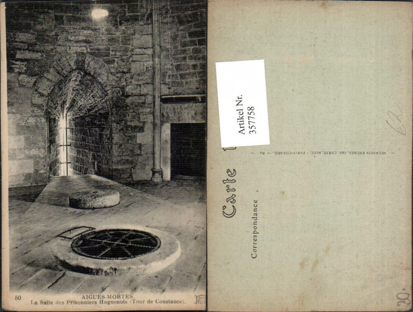 357758.Languedoc-Roussillon Gard Aigues-Mortes La Salle des Prisonniers Huguenots