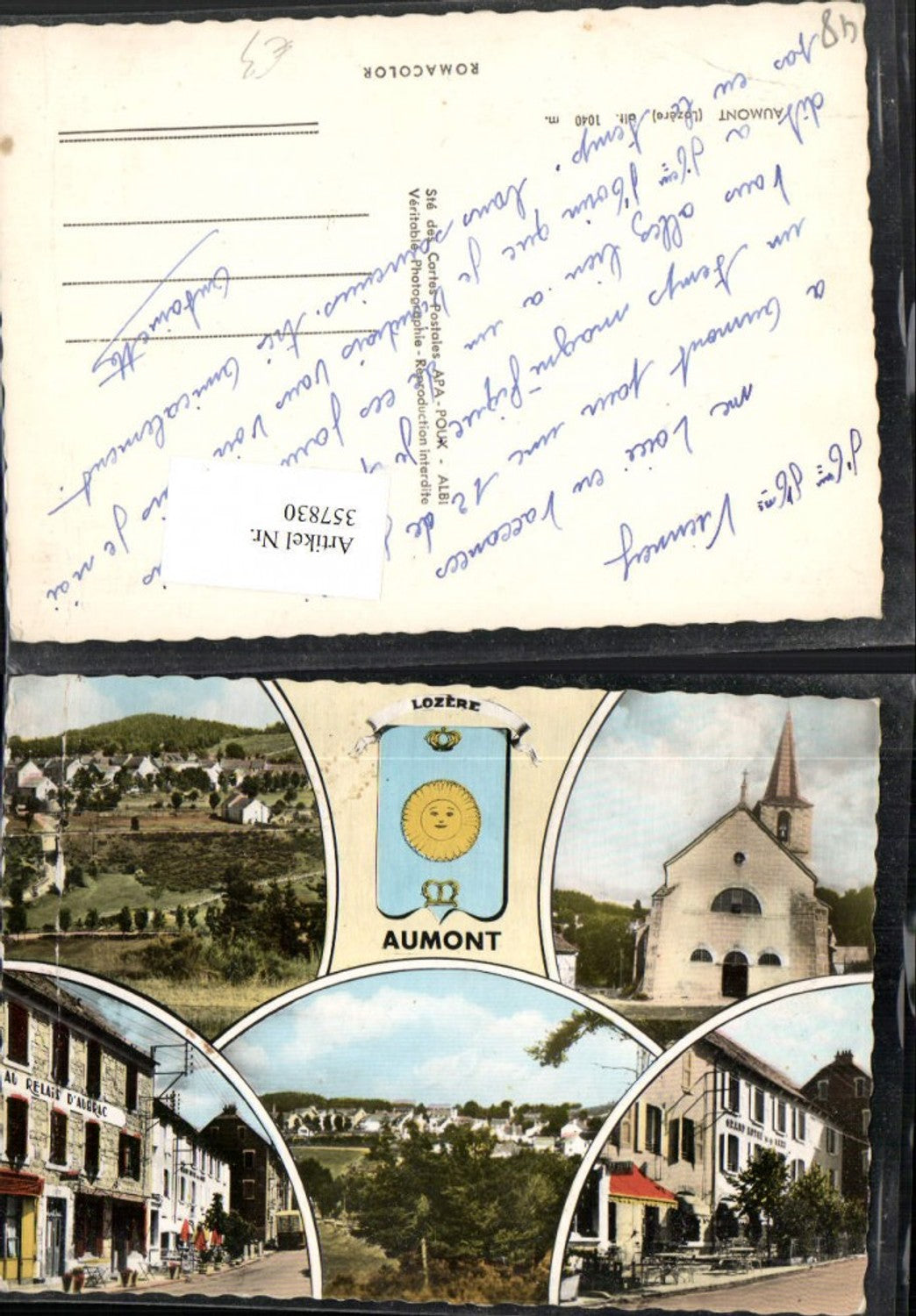 357830,Languedoc-Roussillon Lozere Aumont Totale Kirche Au Relais Aubrac Mehrbildkarte