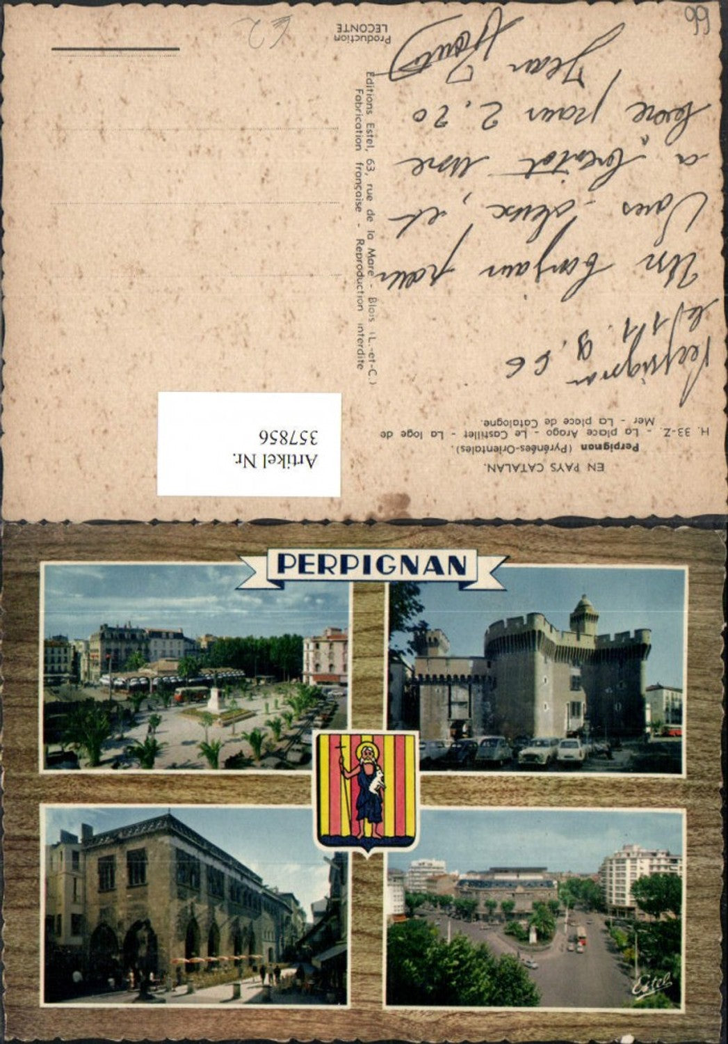 357856,Languedoc-Roussillon Pyrenees-Orientales Perpignan Place Arago Castillet Loge Mehrbildkarte
