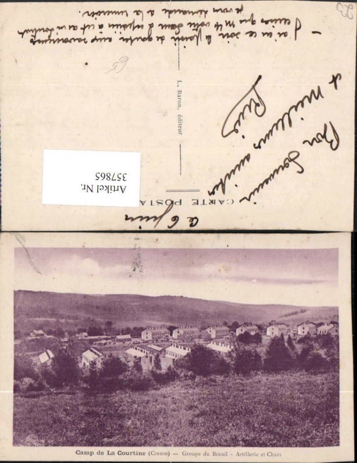 357865,Limousin Creuse Camp de la Courtine Groupe Breuil Artillerie et Chars Barracks