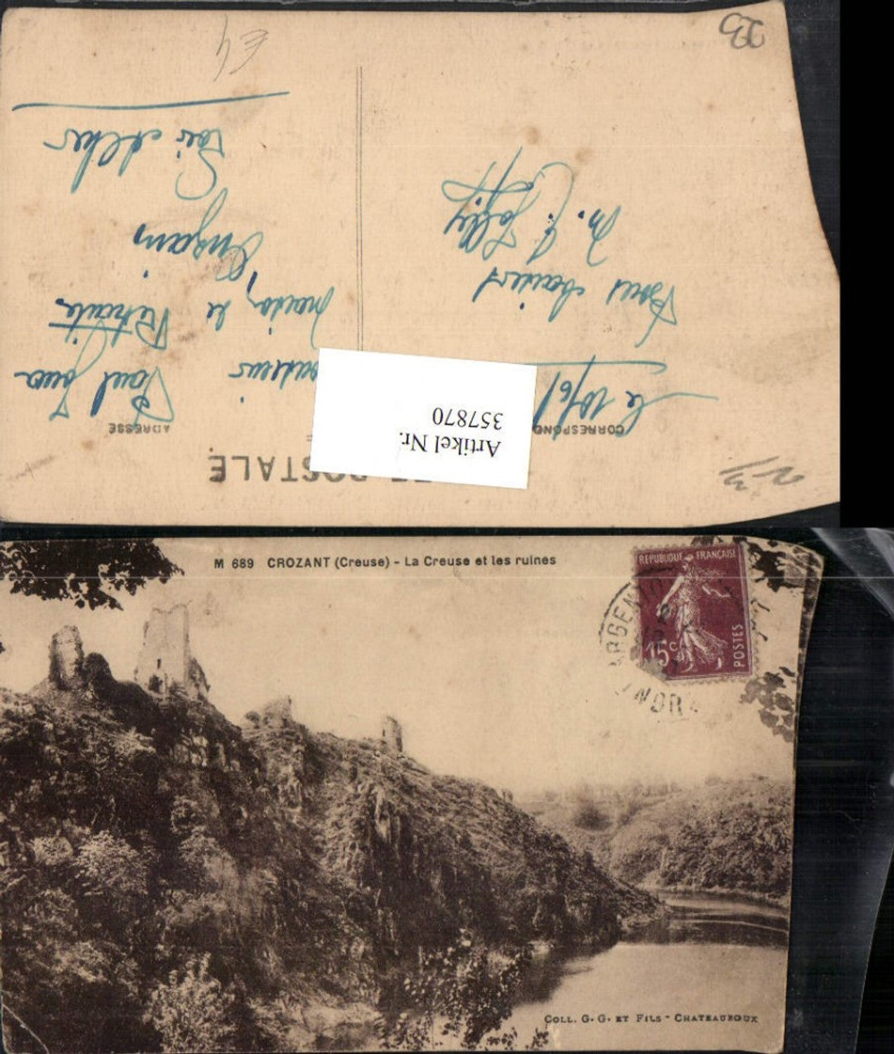 357870,Limousin Creuse Crozant La Creuse et les ruines Ruine