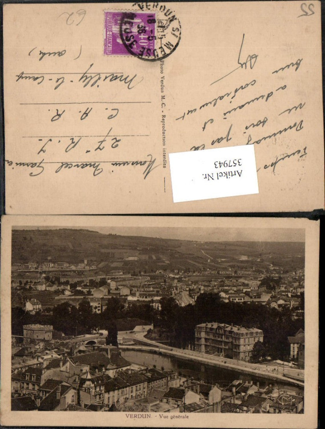 357943,Lothringen Meuse Verdun Vue generale Totale