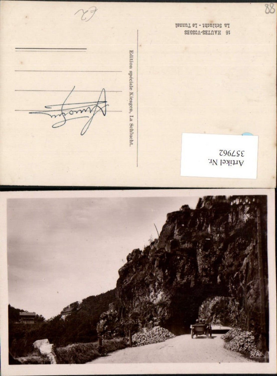 357962,Lothringen Vosges Hautes-Vosges La Schlucht Le Tunnel Straße
