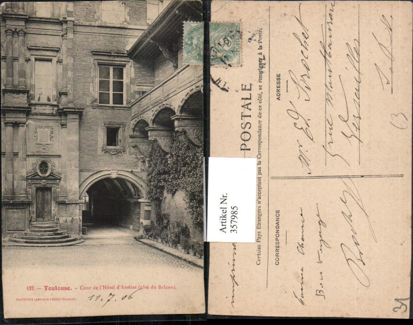 357985,Midi-Pyrenees Haute-Garonne Toulouse Cour de l'Hotel d'Assezat Hof