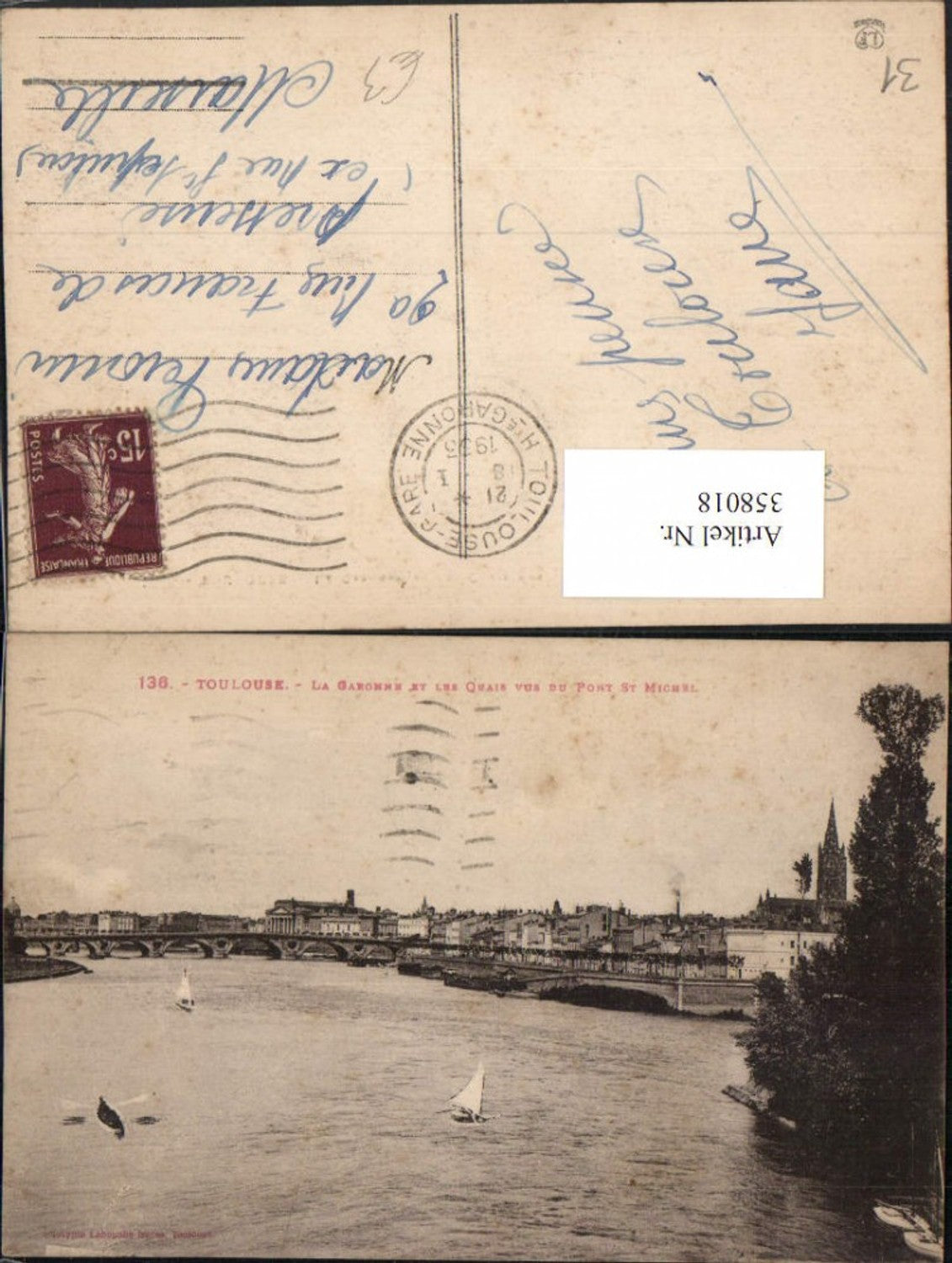 358018,Midi-Pyrenees Haute-Garonne Toulouse La Garonne and the Quais from Port St Michel