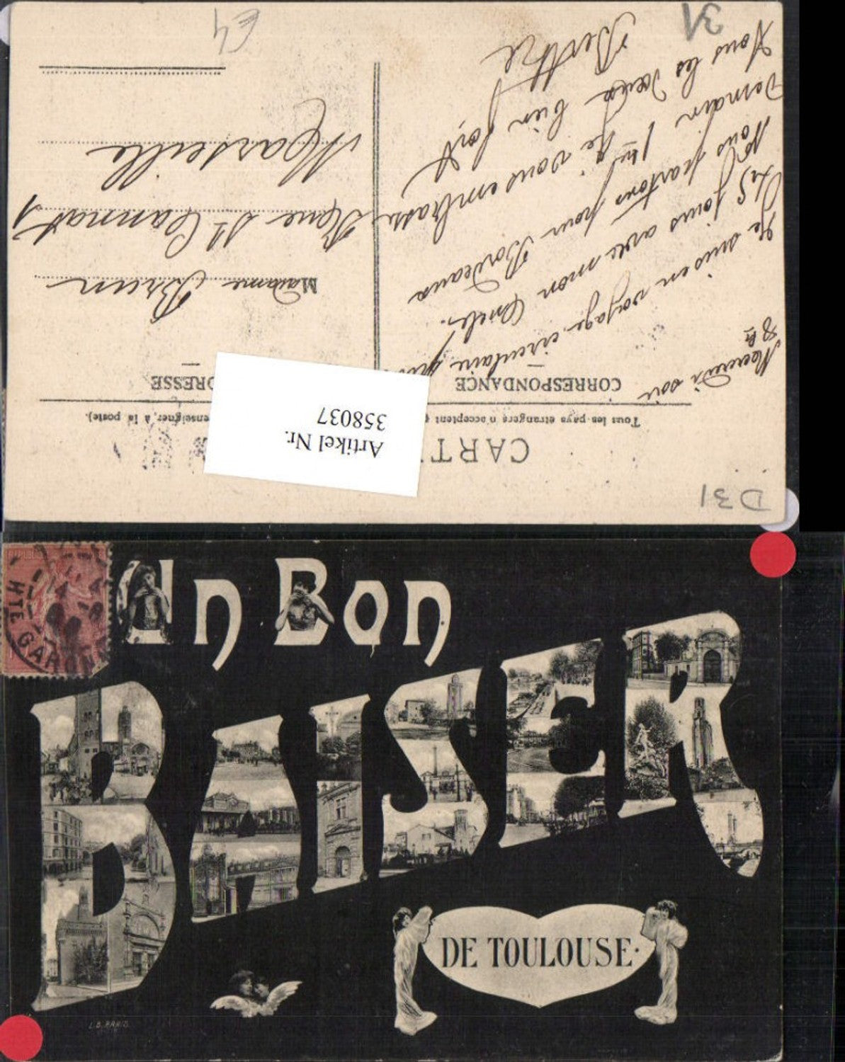358037,Midi-Pyrenees Haute-Garonne Toulouse Buchstaben Collage Mehrbildkarte