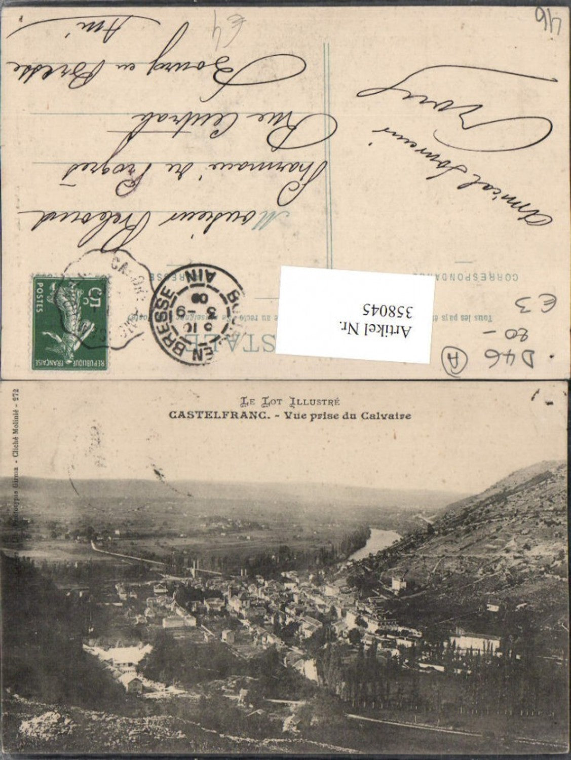 358045,Midi-Pyrenees Lot Castelfranc Vue prise du Calvaire Totale