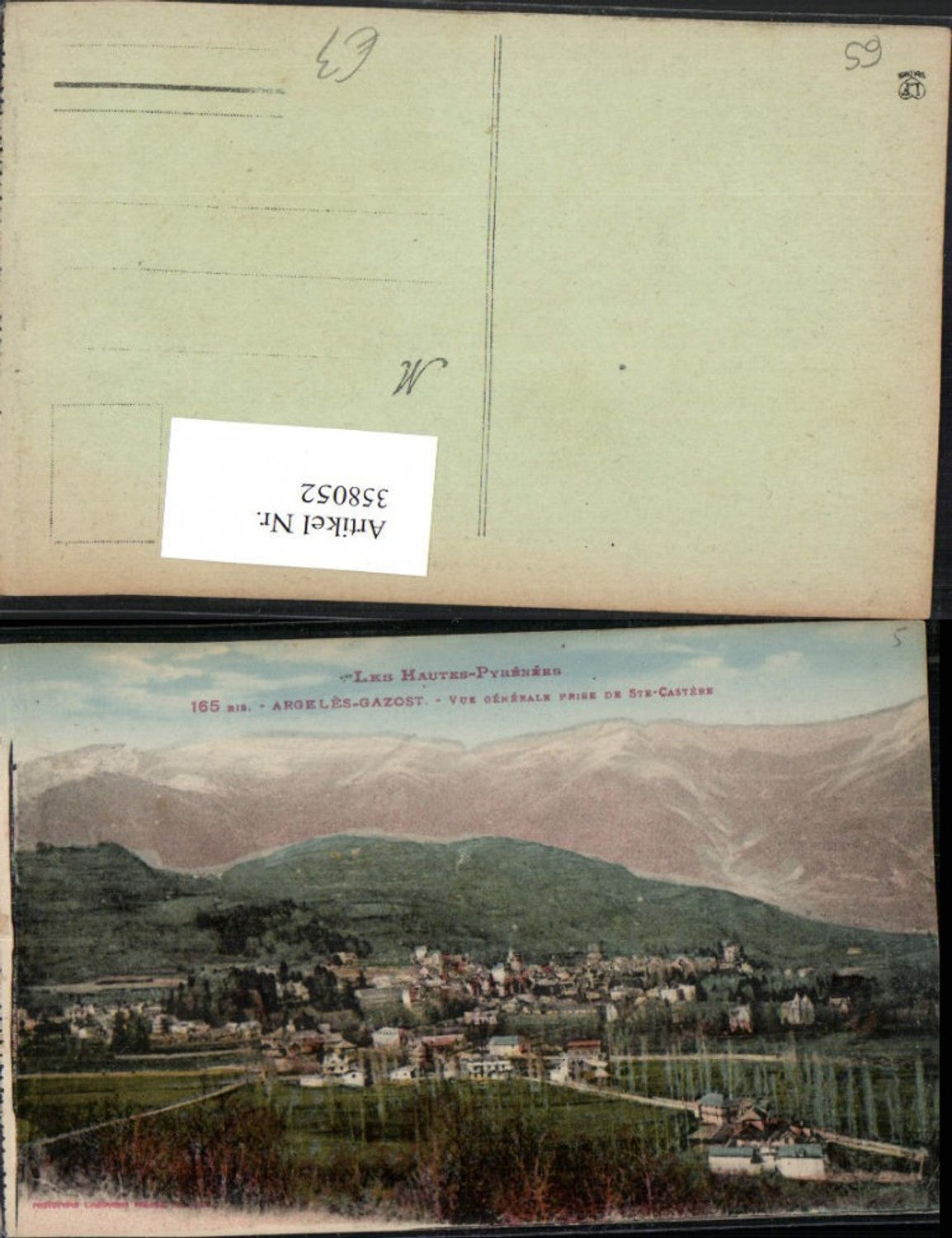 358052,Midi-Pyrenees Hautes-Pyrenees Argeles-Gazost Vue generale prise de Ste-Castere Totale