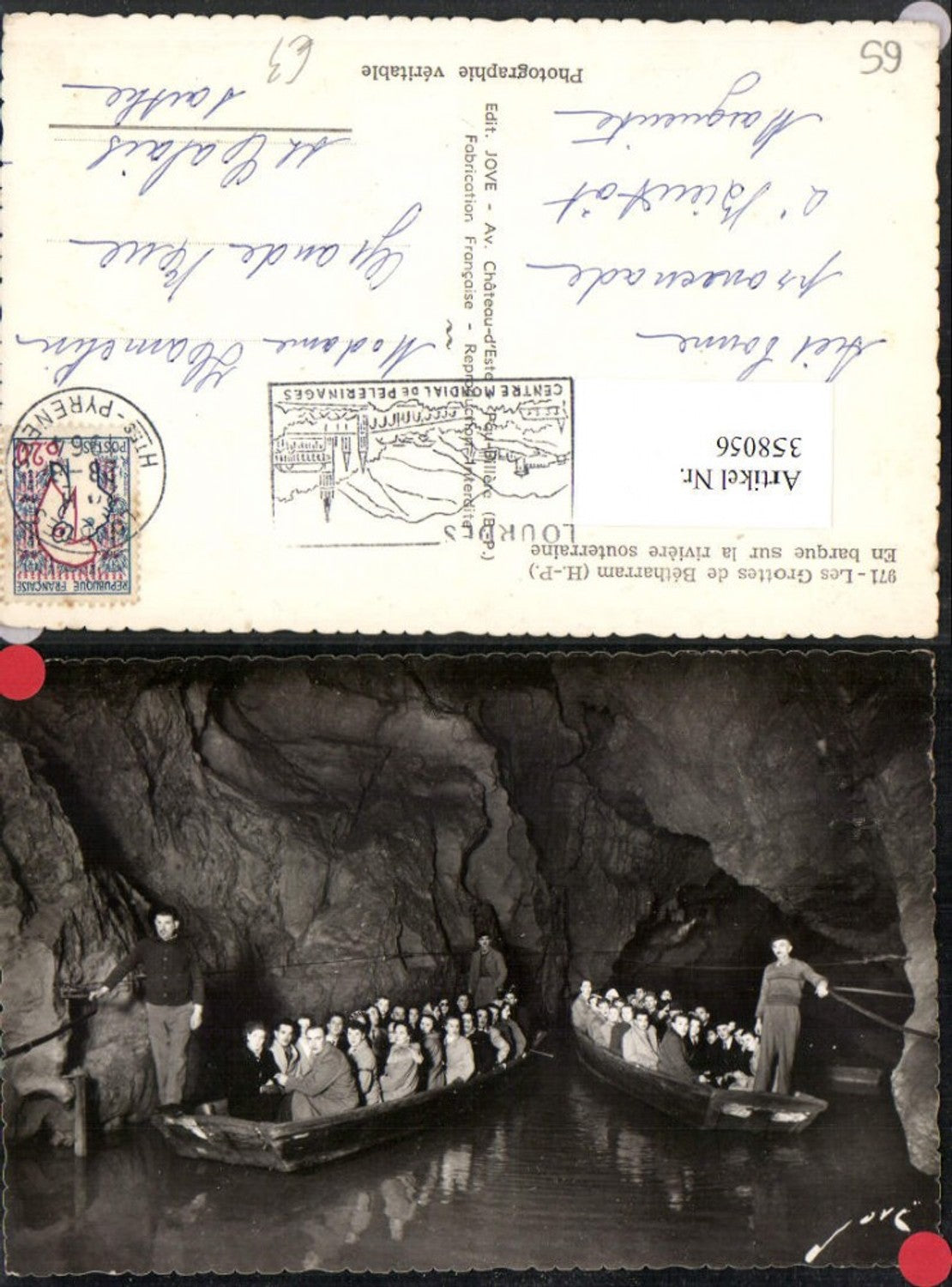 358056,Midi-Pyrenees Hautes-Pyrenees Les Grottes de Betharram En barque Grotte Boote Zille