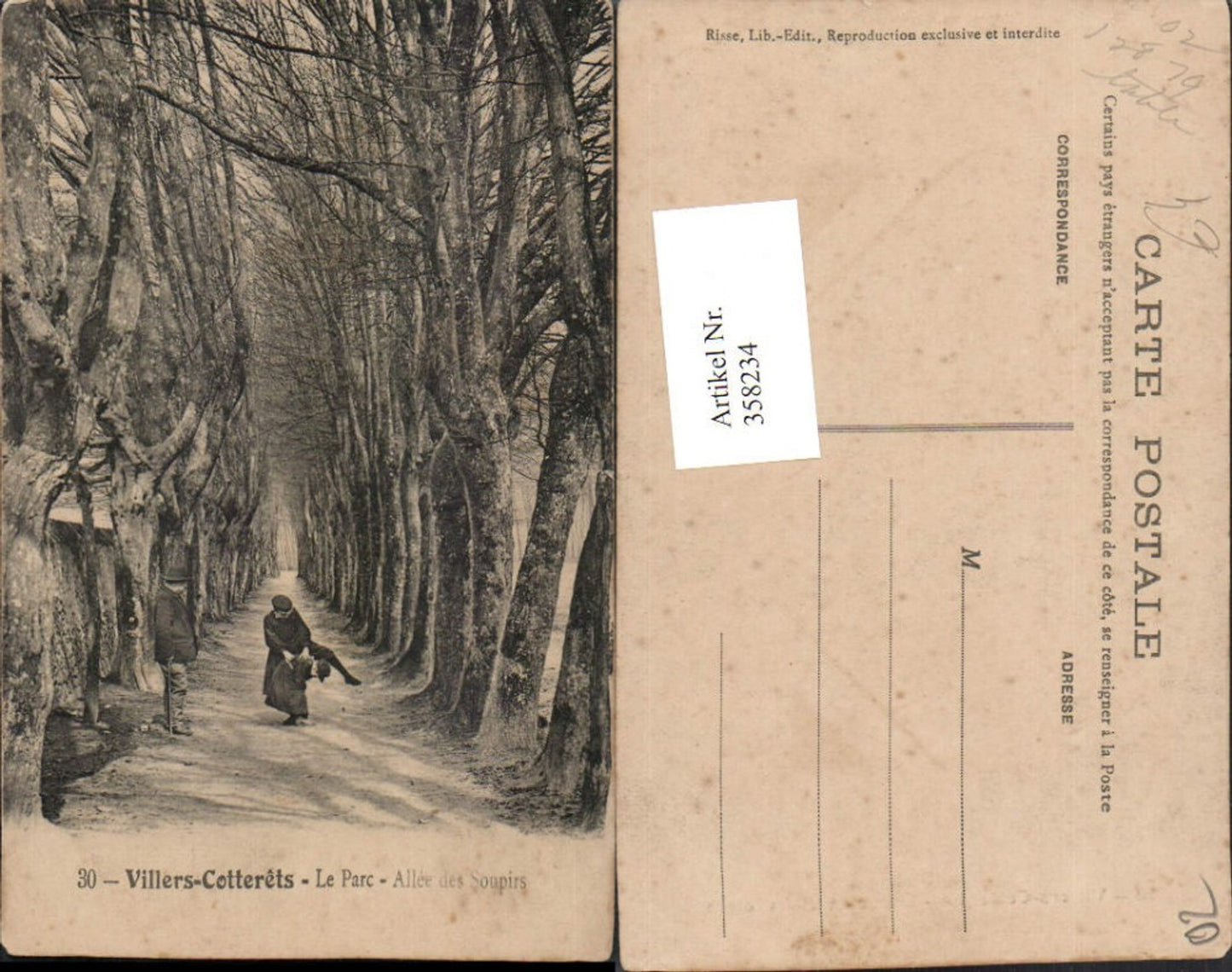 358234,Picardie Aisne Villers-Cotterets Le Parc Allee des Soupirs
