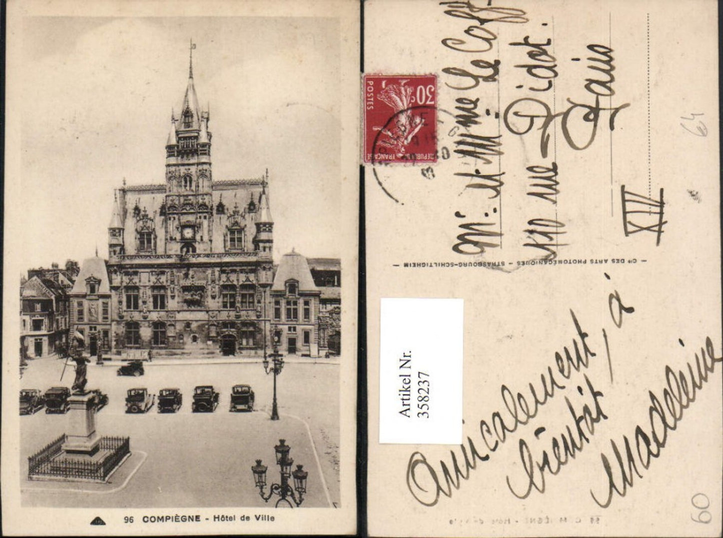 358237,Picardie Oise Compiegne Hotel de Ville Rathaus Denkmal