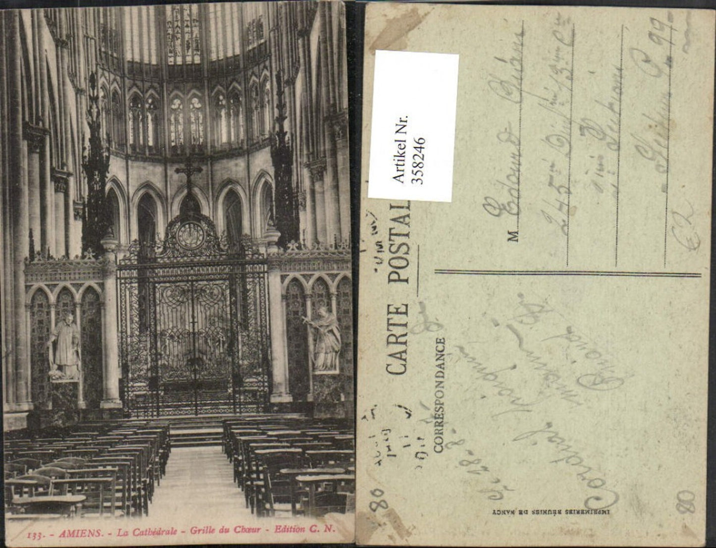 358246,Picardie Somme Amiens La Cathedrale Grille du Choeur Kirche Innenansicht