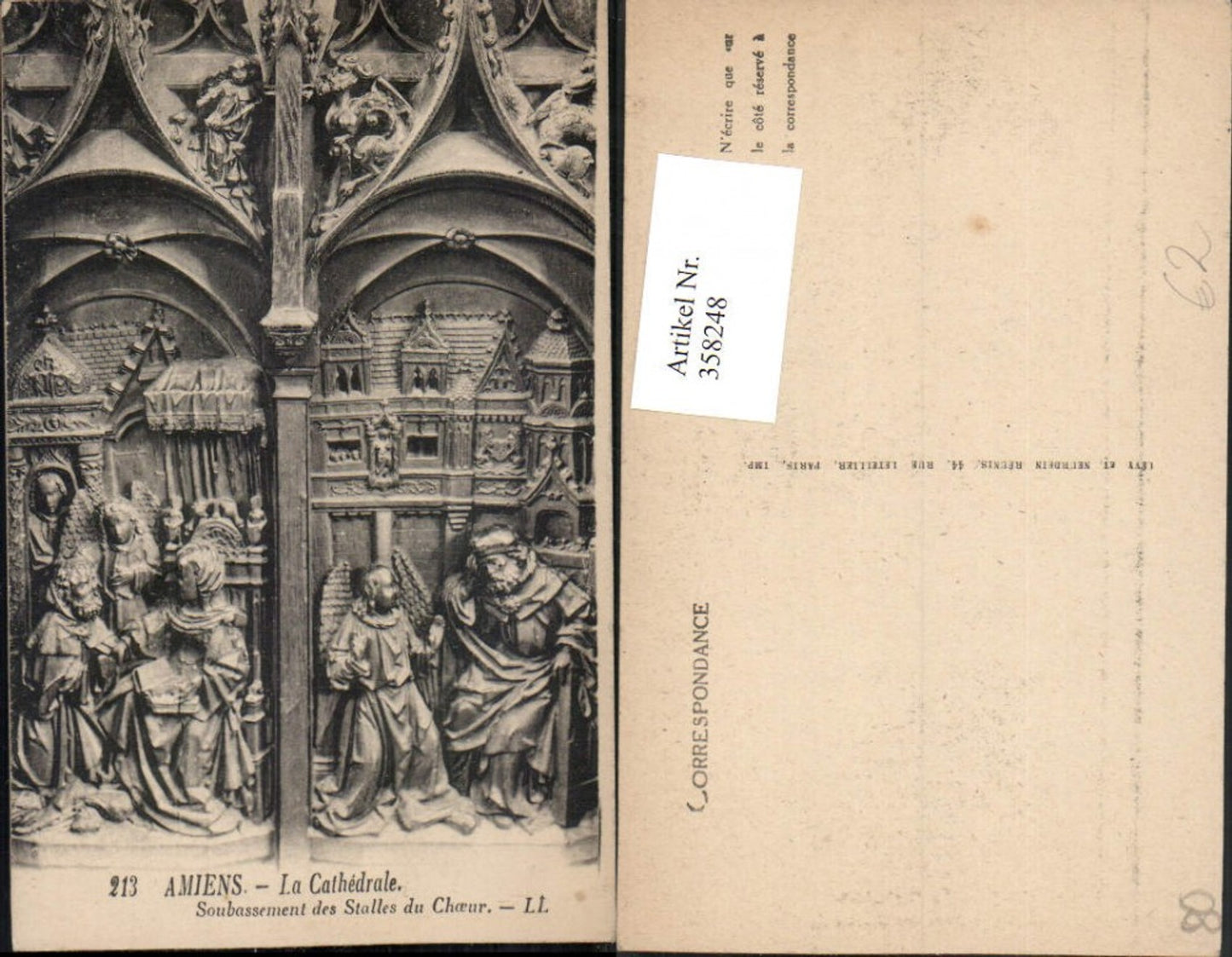 358248,Picardie Somme Amiens La Cathedrale Soubassement des Stalles du Choeur Relief