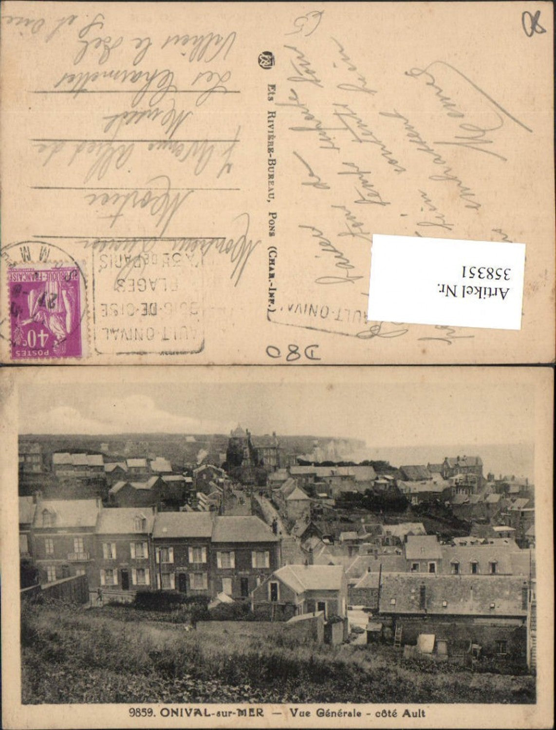 358351,Picardie Somme Onival-sur-Mer Vue Generale Totale