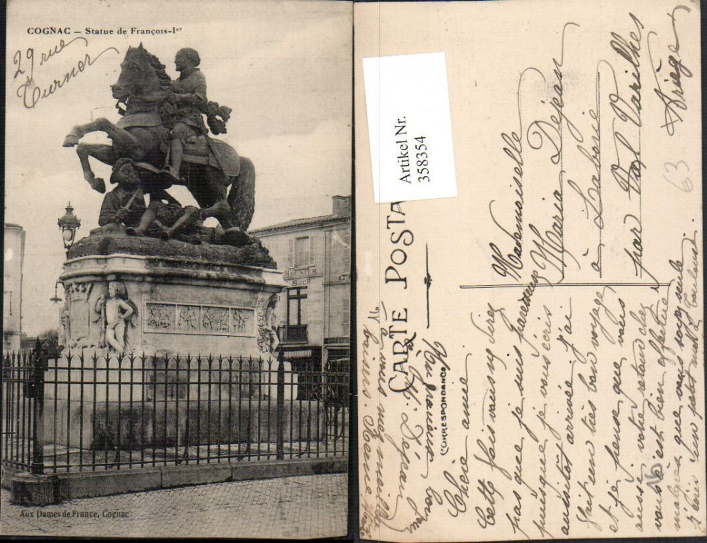 358354,Poitou-Charentes Charente Cognac Statue de Francois Denkmal