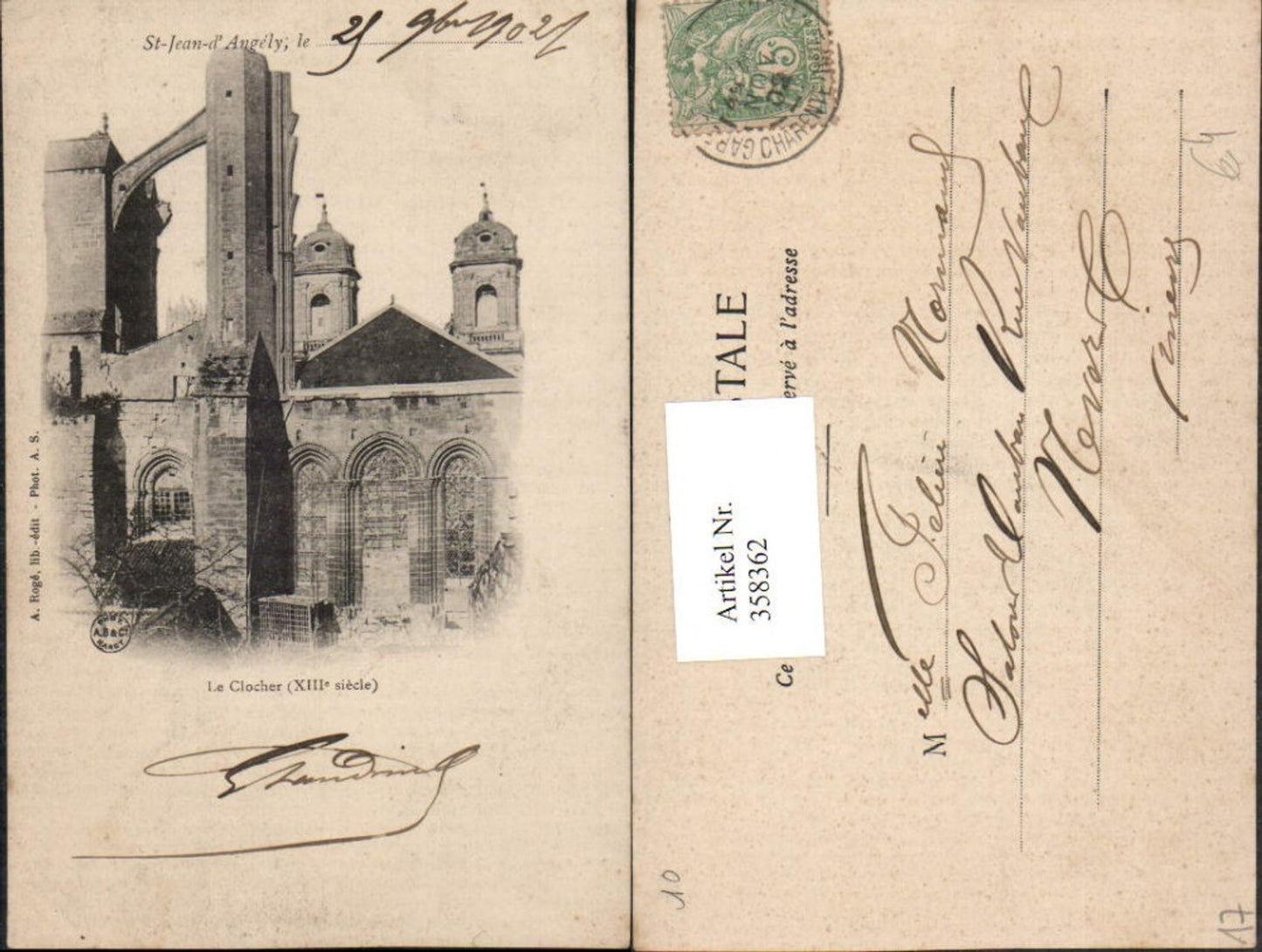 358362,Poitou-Charentes Charente-Maritime St-Jean-d'Augely Le Clocher Glockenturm Kirche