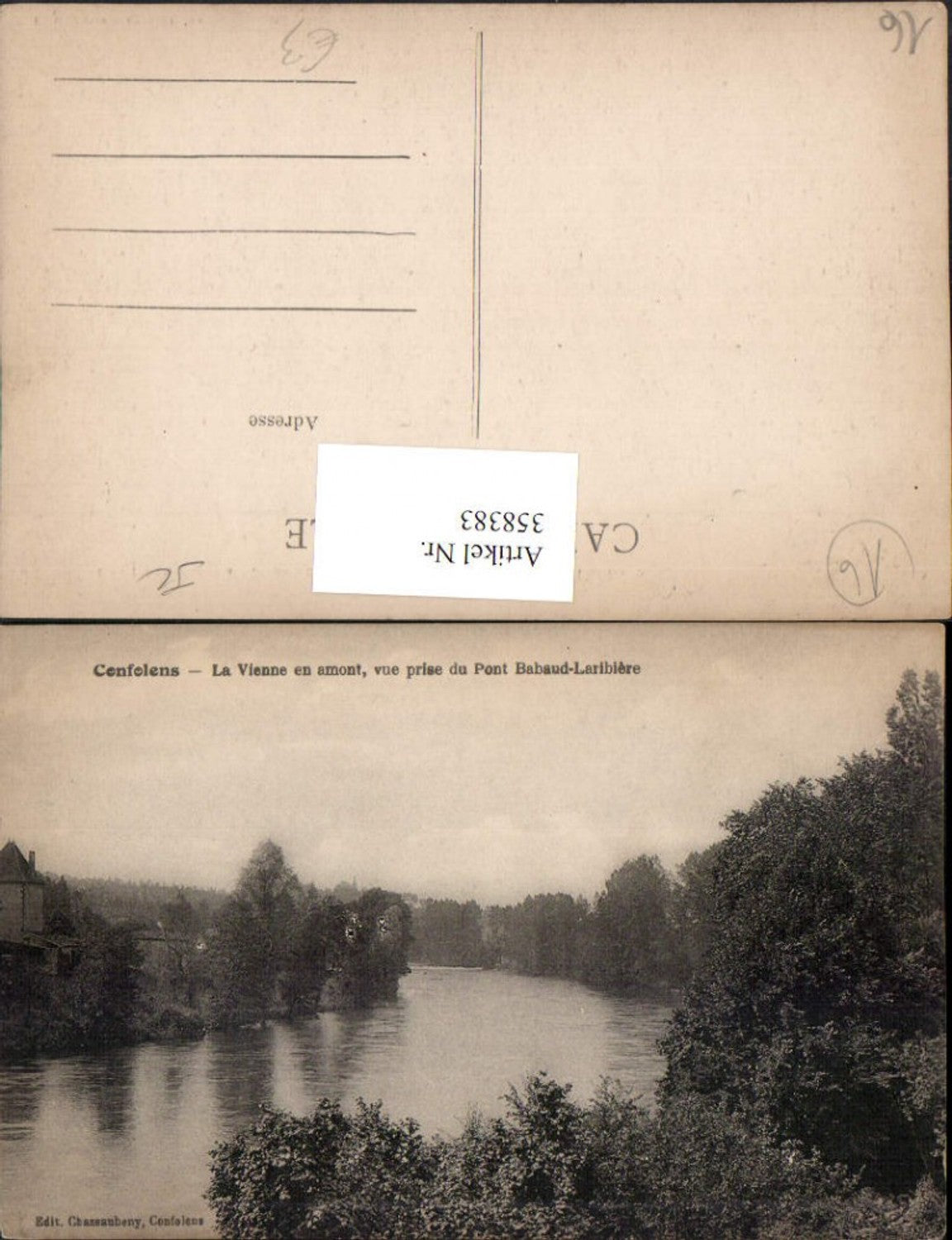 358383,Poitou-Charentes Charente Confolens La Vienne en amont vue prise du Pont Babaud-Laribiere