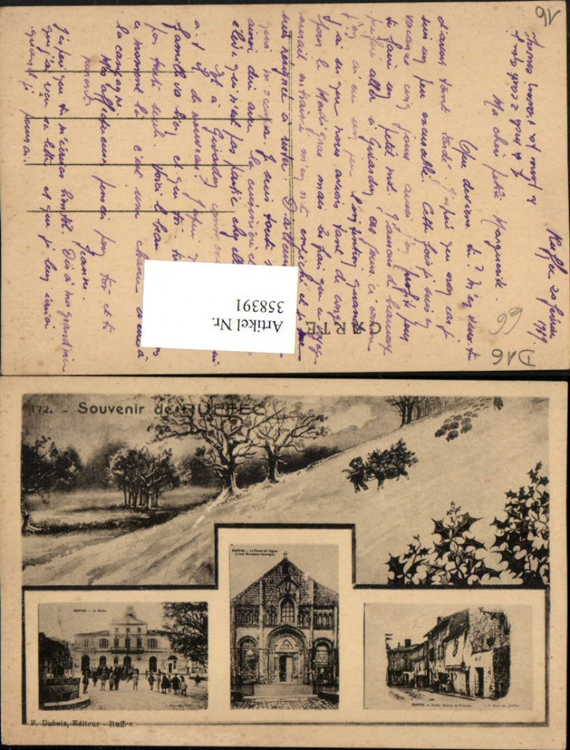 358391,Poitou-Charentes Charente Ruffec Eglise Mairie Church Town Hall multi-image map