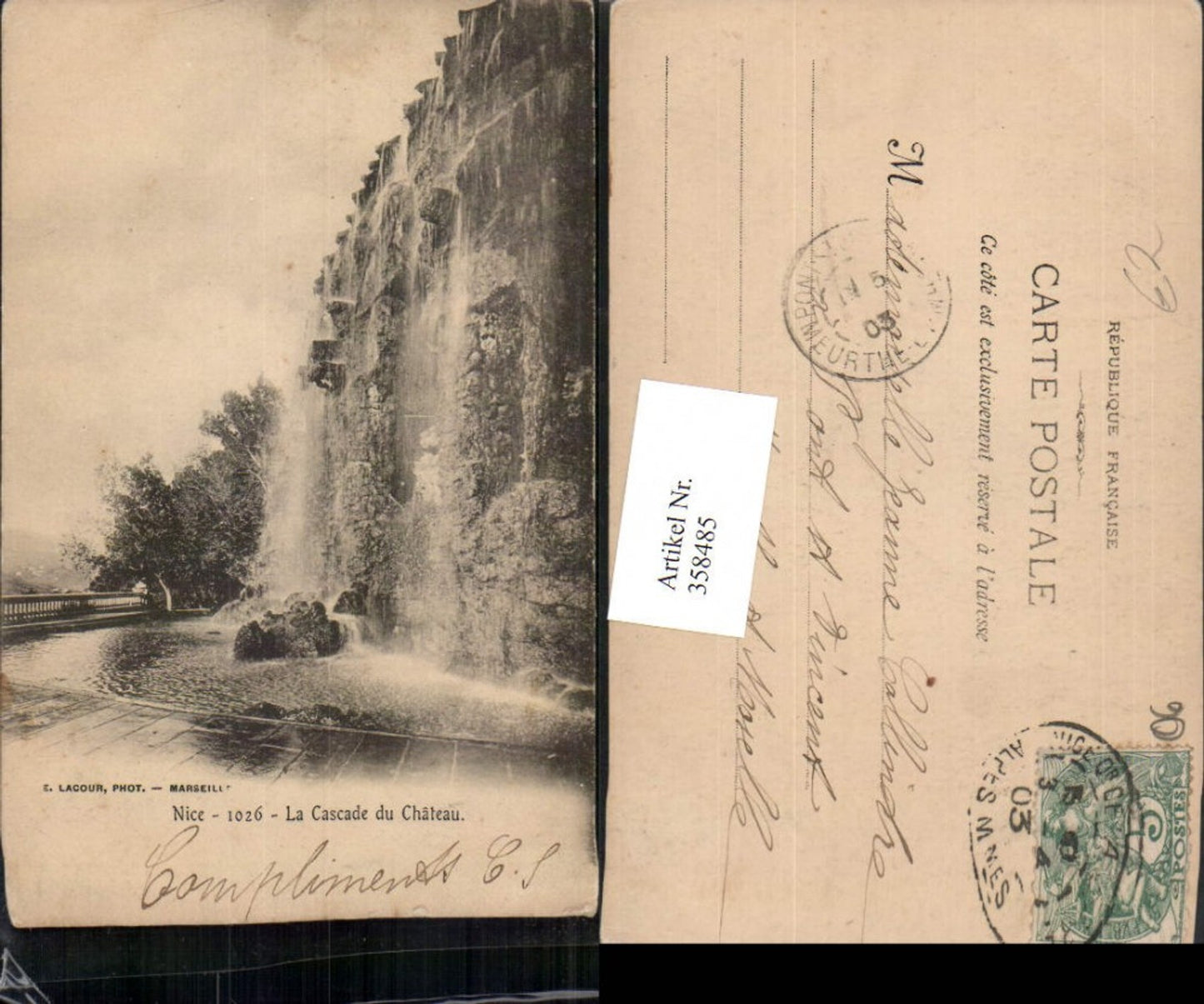 358485,Provence-Alpes-Cote-Azur Alpes-Maritimes Nice Nizza Cascade du Chateau Wasserfall