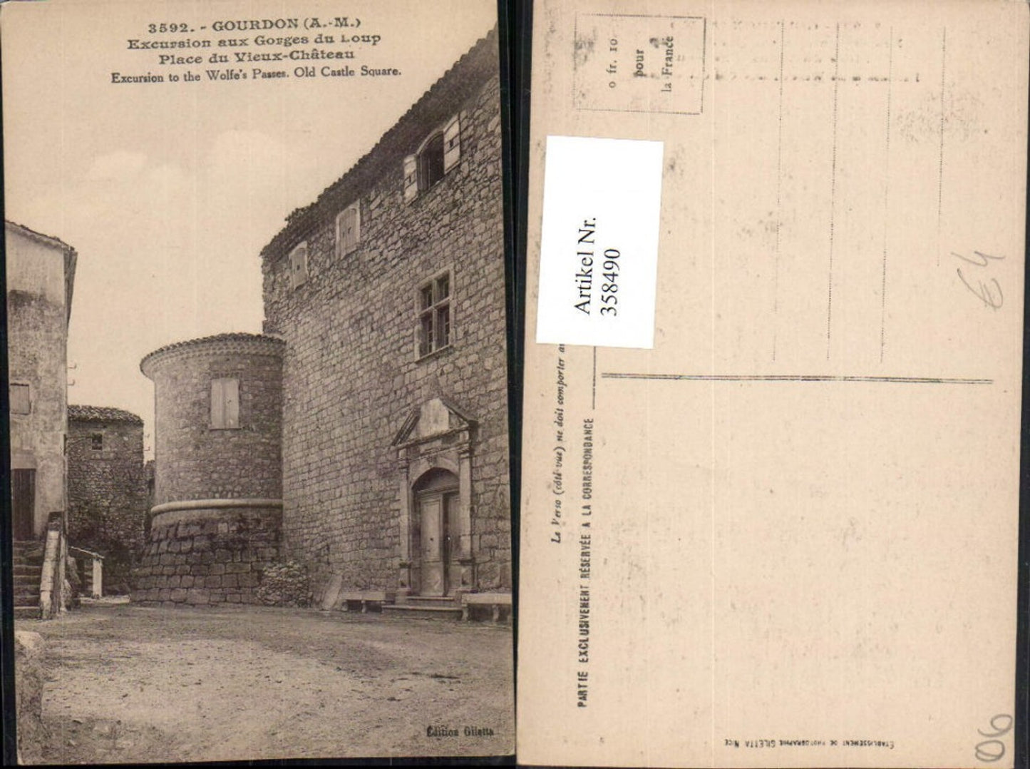 358490,Provence-Alpes-Cote-Azur Alpes-Maritimes Gourdon Place du Vieux-Chateau Schloss