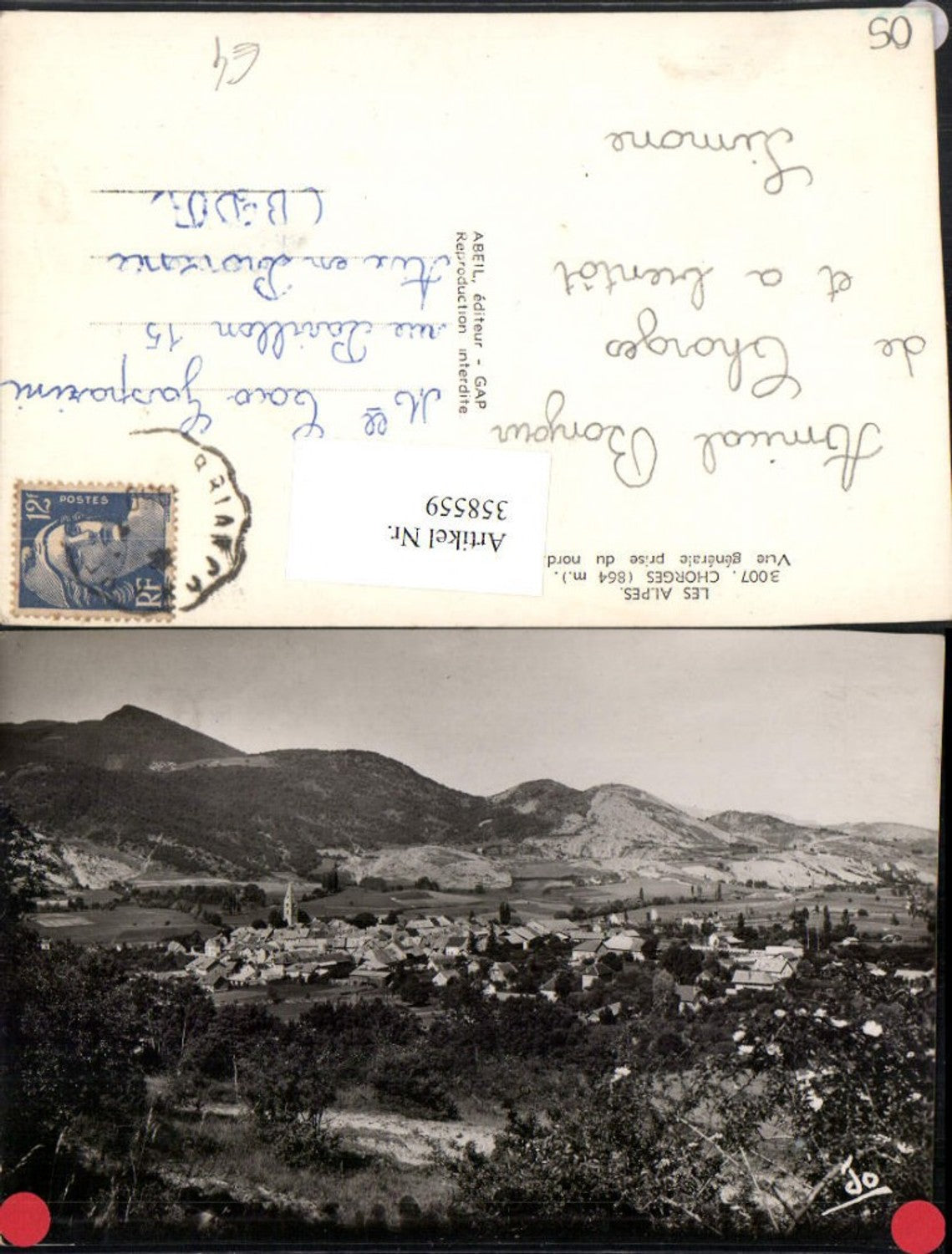 358559,Provence-Alpes-Cote-Azur Hautes-Alpes Chorges Vue generale Totale Bergkulisse
