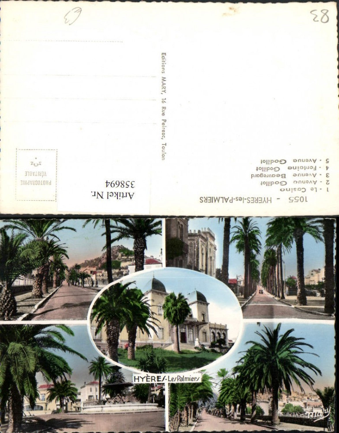 358694,Provence-Alpes-Cote-Azur Var Hyeres-les-Palmiers Avenue Palms Fountain multi-image map