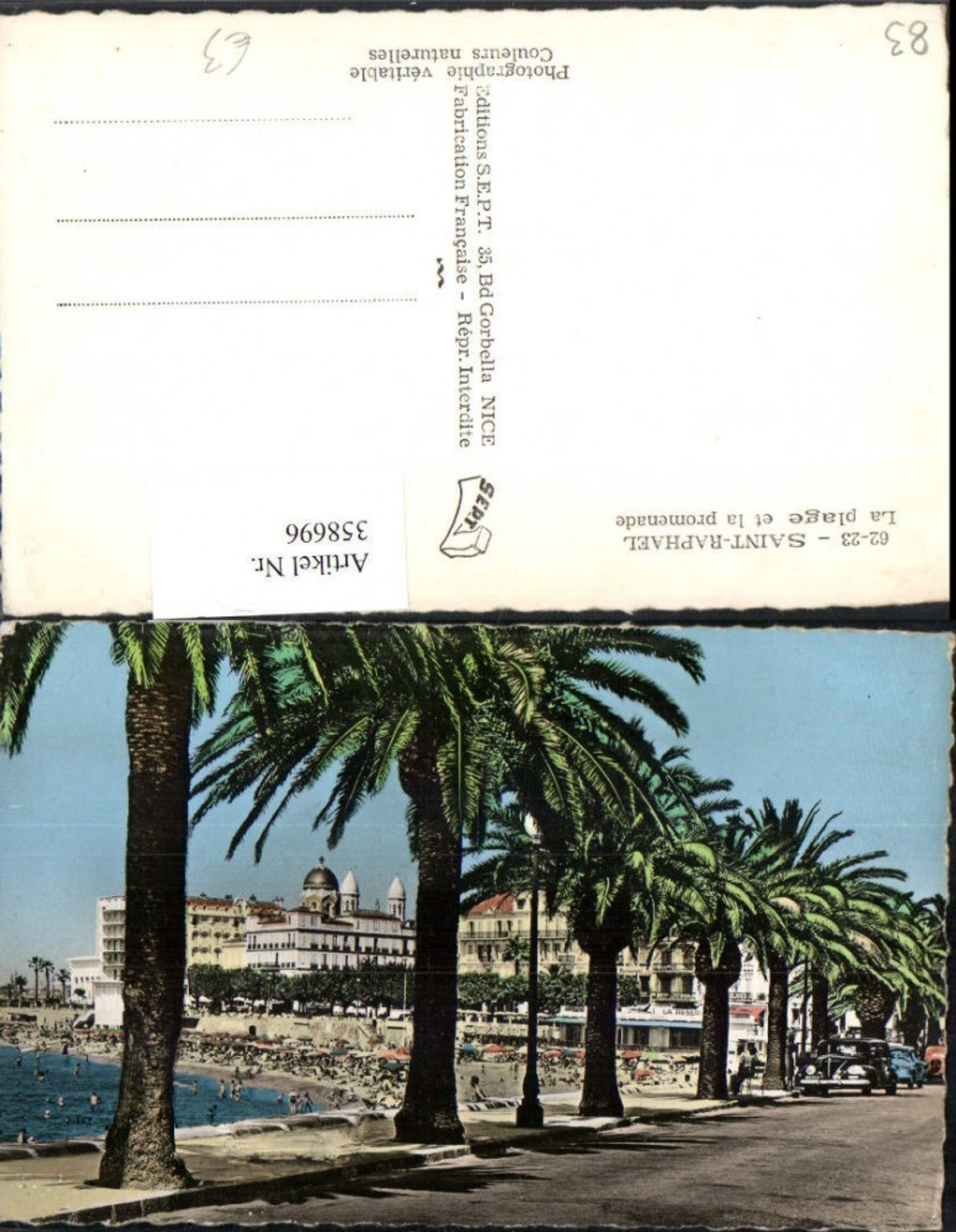 358696,Provence-Alpes-Cote-Azur Var Saint-Raphael La plage et la promenade Strand Palmen