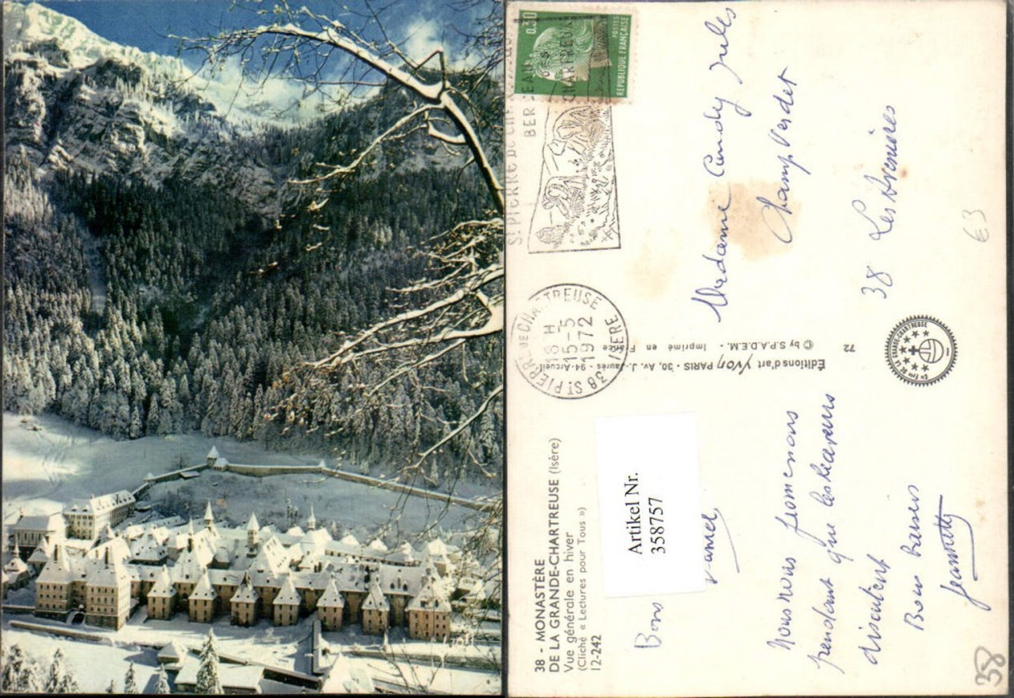 358757,Rhone-Alpes Isere Monastere de la Grande-Chartreue Vue generale Totale Winterbild