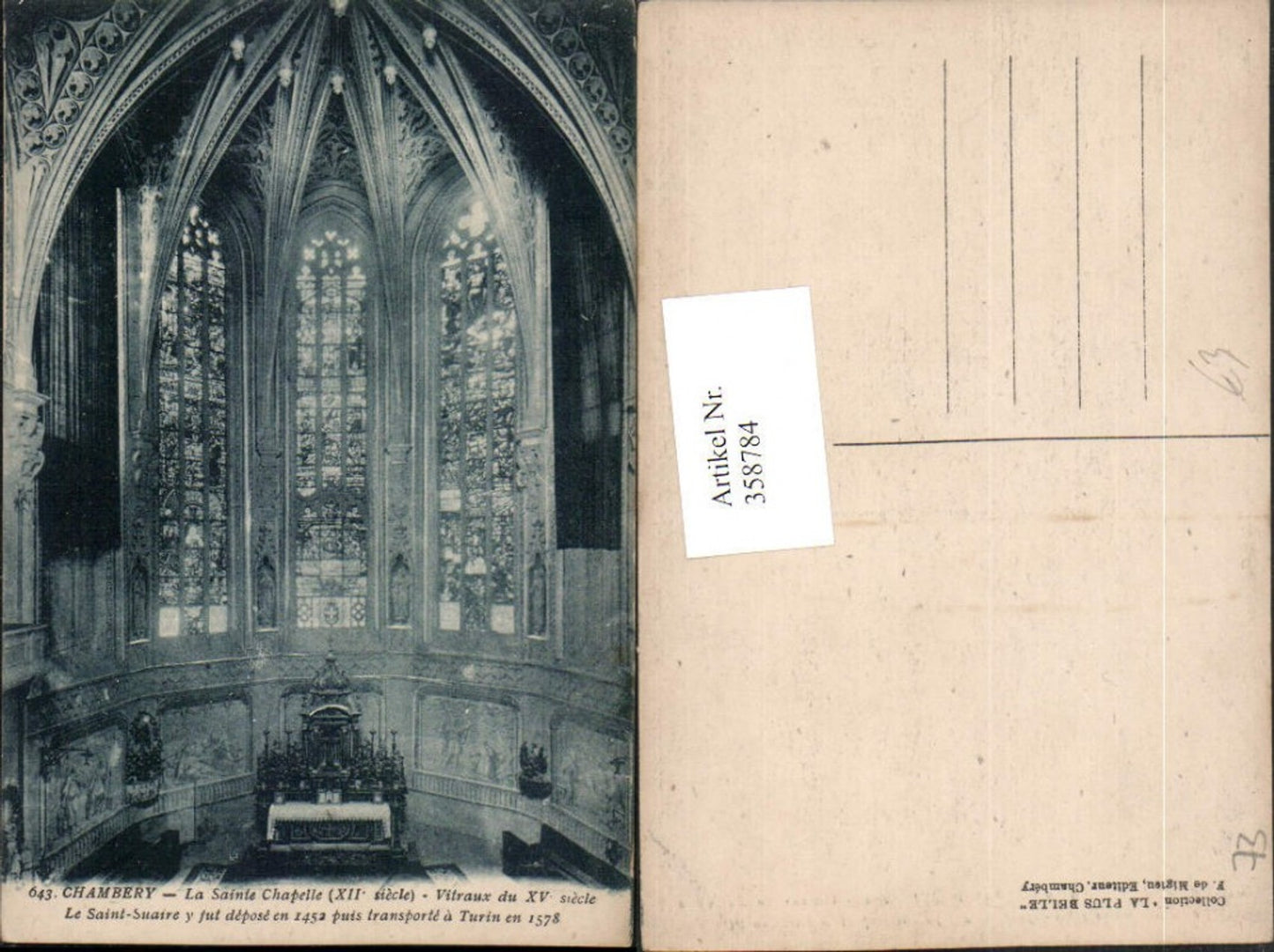 358784,Rhone-Alpes Savoie Chambery La Sainte Chapelle Kirche Innenansicht