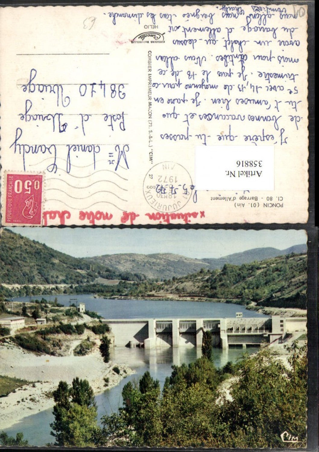 358816,Rhone-Alpes Ain Poncin Barrage d'Allement Talsperre Damm