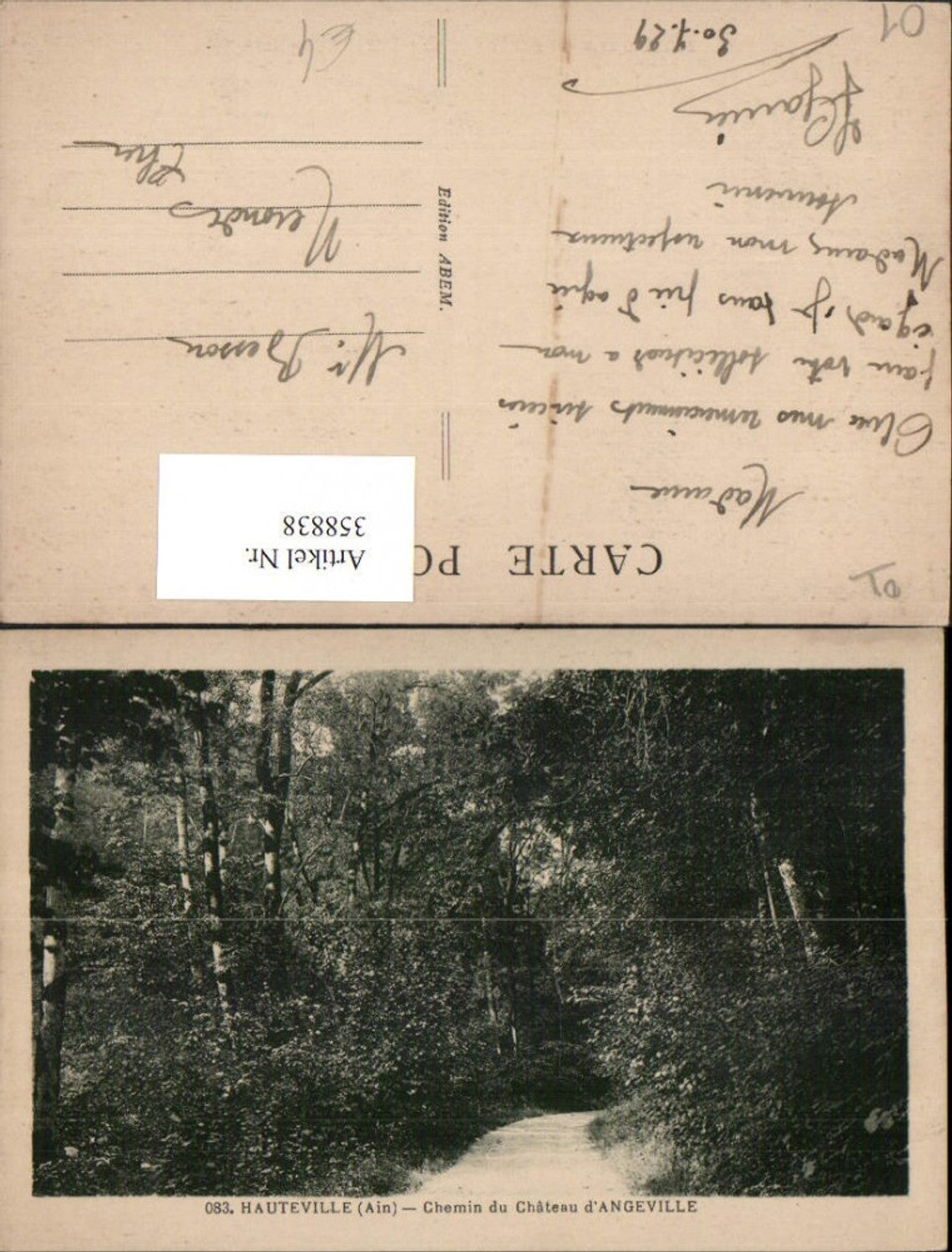 358838,Rhone-Alpes Ain Hauteville Chemin du Chateau d'Angeville Wegpartie