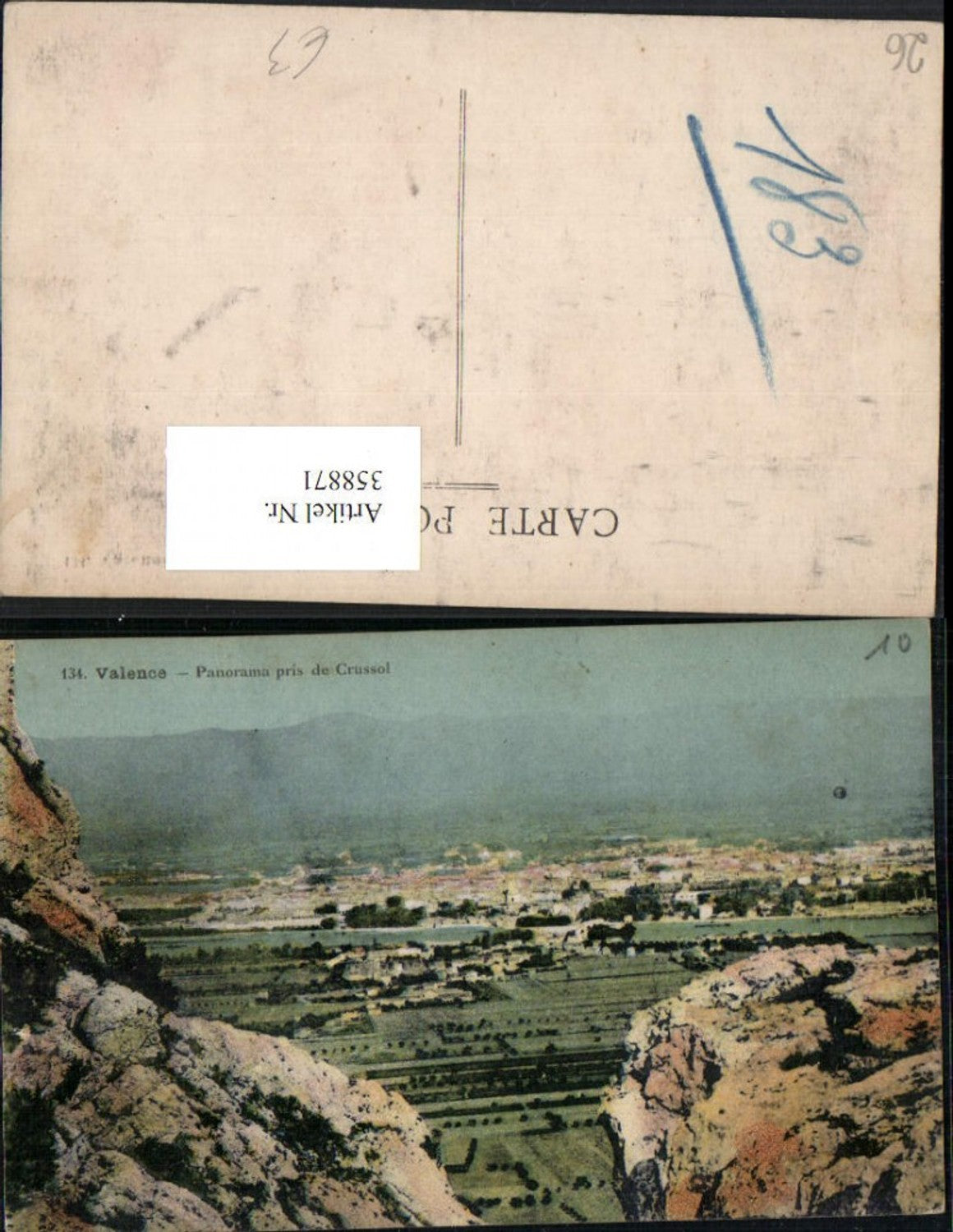 358871,Rhone-Alpes Drome Valence Panorama pris de Crussol Totale