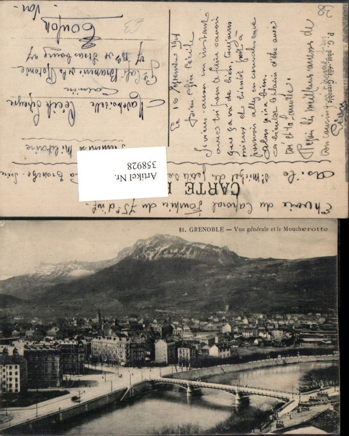 358928,Rhone-Alpes Isere Grenoble Vue generale et le Moucherotte Totale Bergkulisse