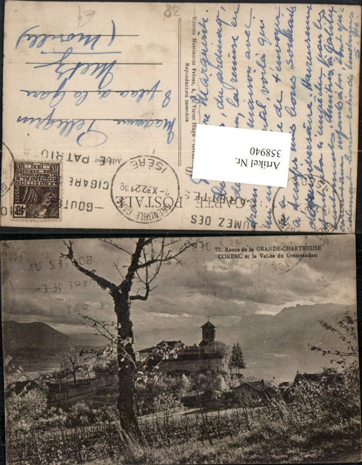 358940,Rhone-Alpes Isere Route de la Grande Chartreuse Corenc et la Vallee du Gresivaudan