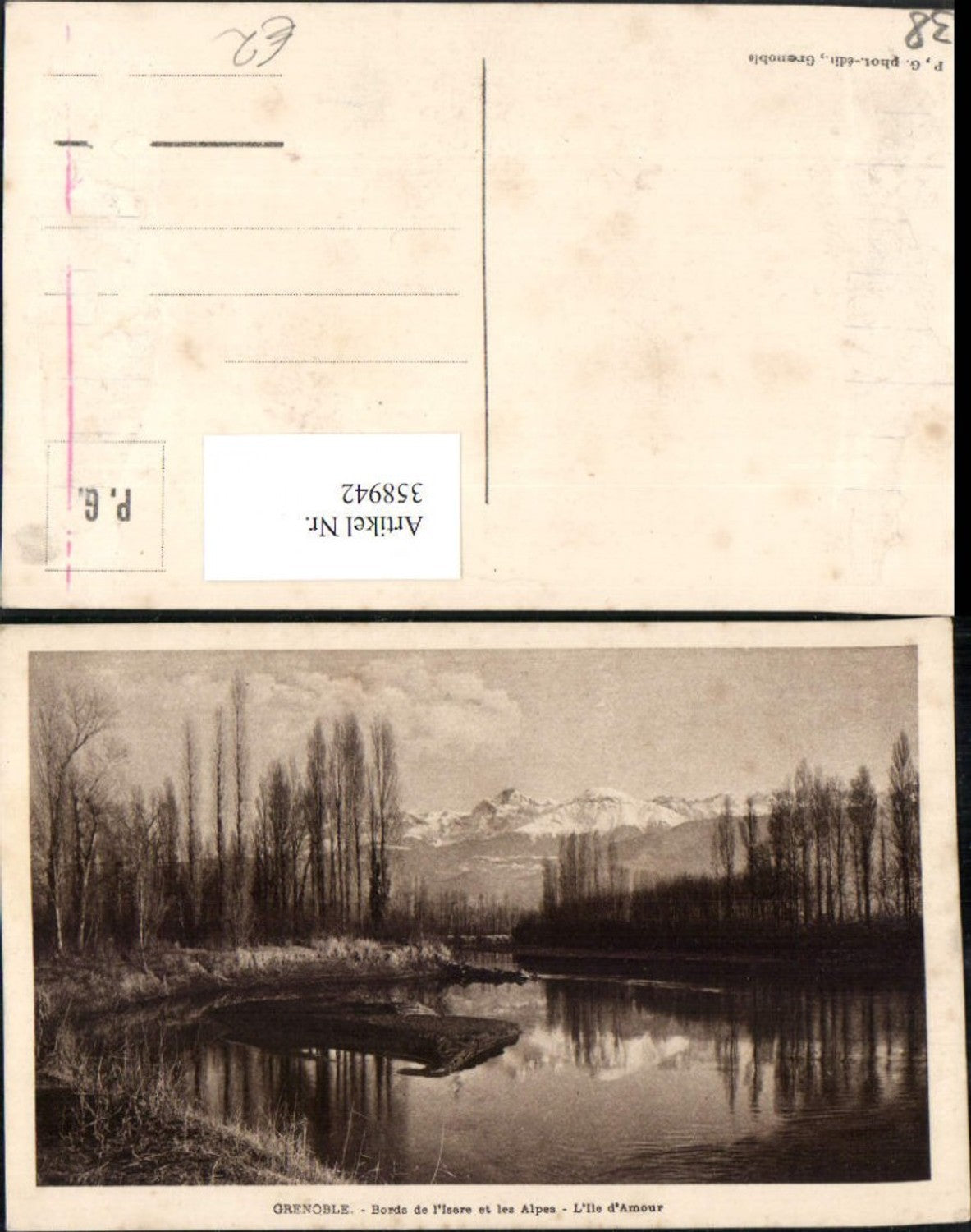 358942,Rhone-Alpes Isere Grenoble Bords de l'Isere et les Alpes L'Ile d'Amour Bergkulisse
