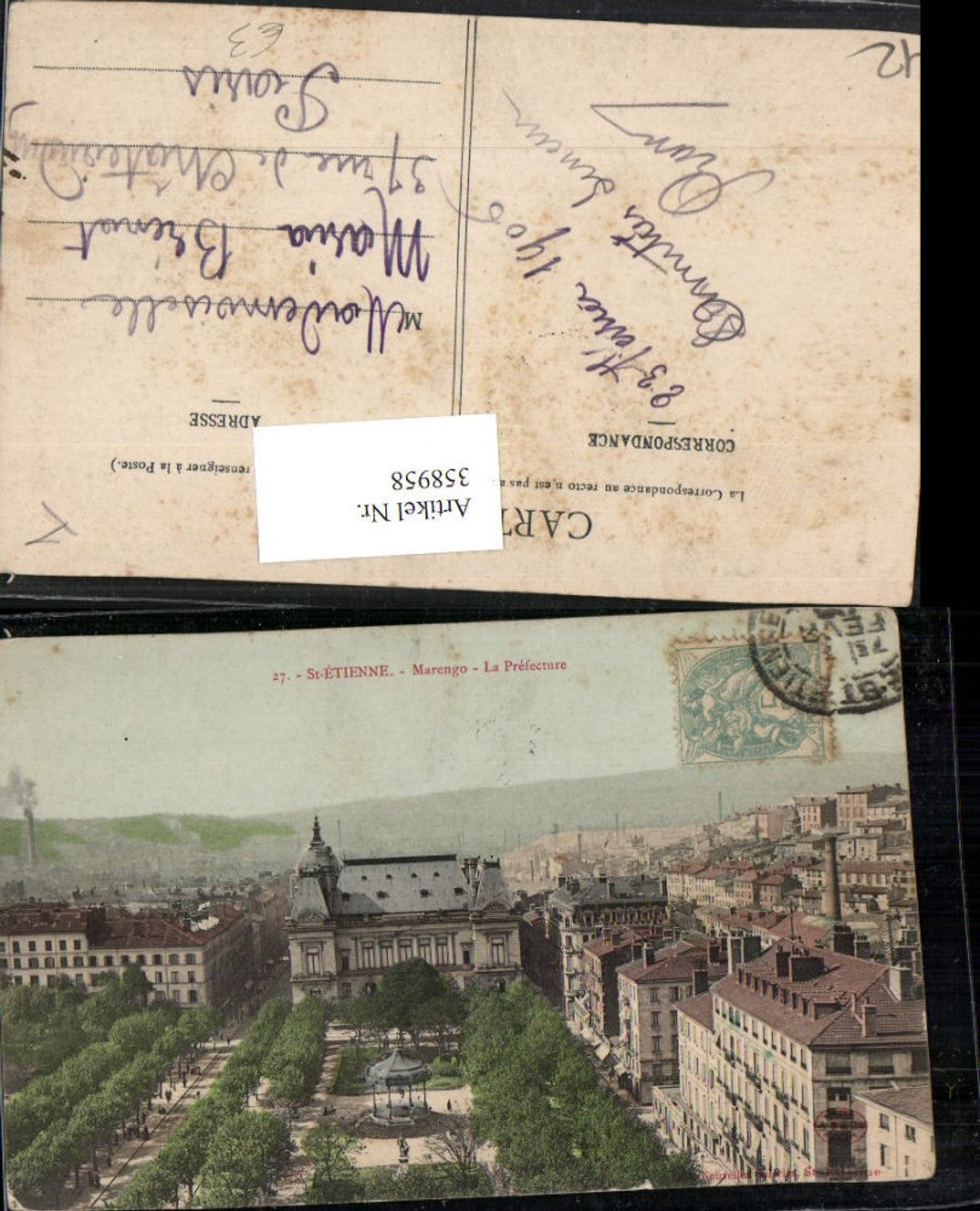 358958,Rhone-Alpes Loire St-Etienne Marengo La Prefecture Teilansicht
