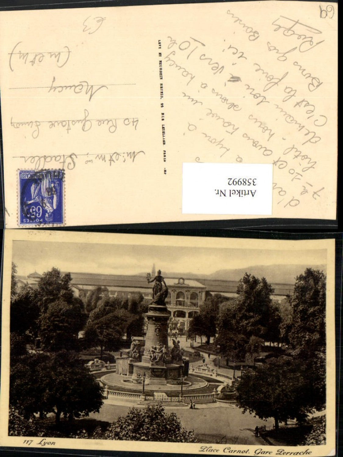 358992,Rhone-Alpes Rhone Lyon Place Carnot Gare Perrache Monument Bahnhof