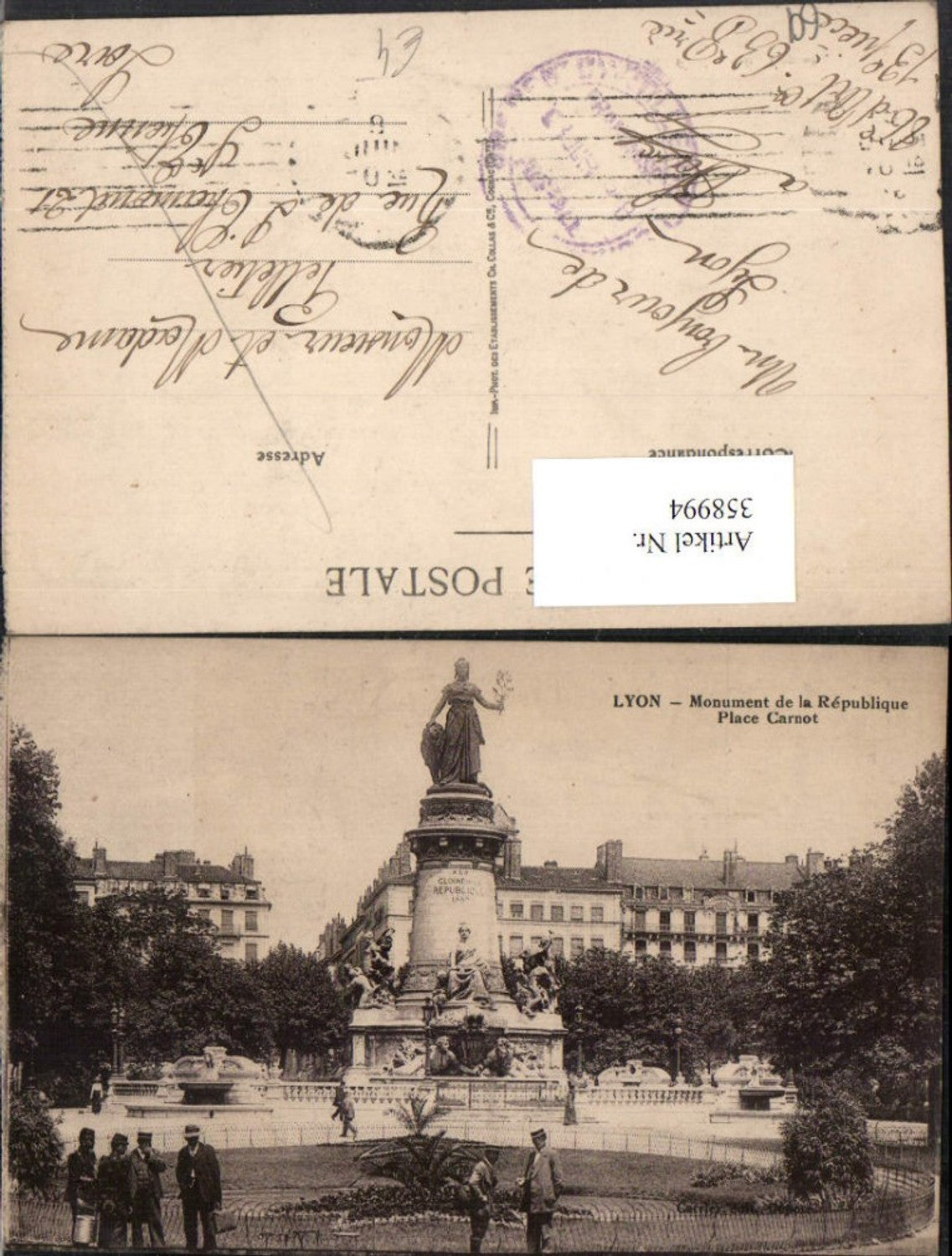 358994,Rhone-Alpes Rhone Lyon Place Carnot Monument de la Republique