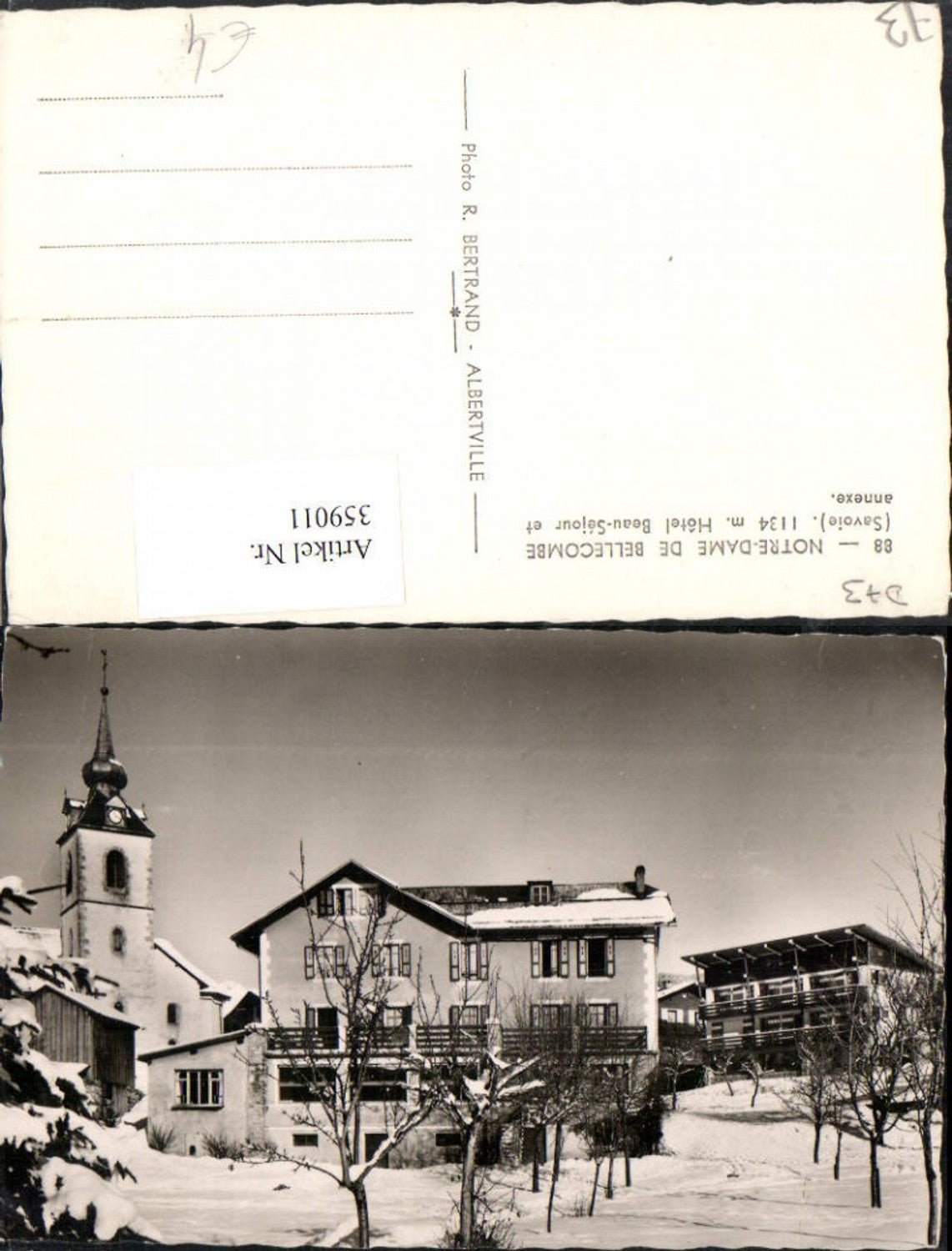 359011,Rhone-Alpes Savoie Notre-Dame de Bellecombe Hotel Beau-Sejour et annexe Winterbild