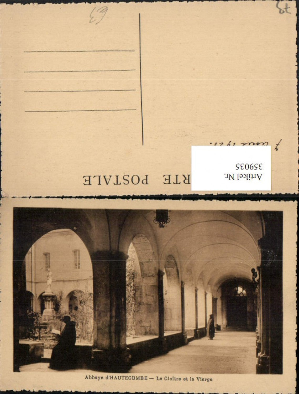 359035,Rhone-Alpes Savoie Abbaye Hautecombe Le Cloitre et la Vierge Kloster Arkaden