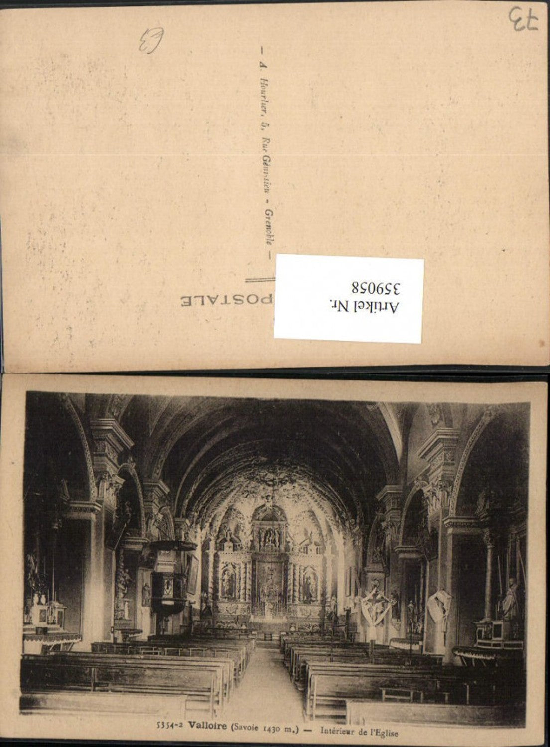 359058,Rhone-Alpes Savoie Valloire Interieur de l'Eglise Kirche