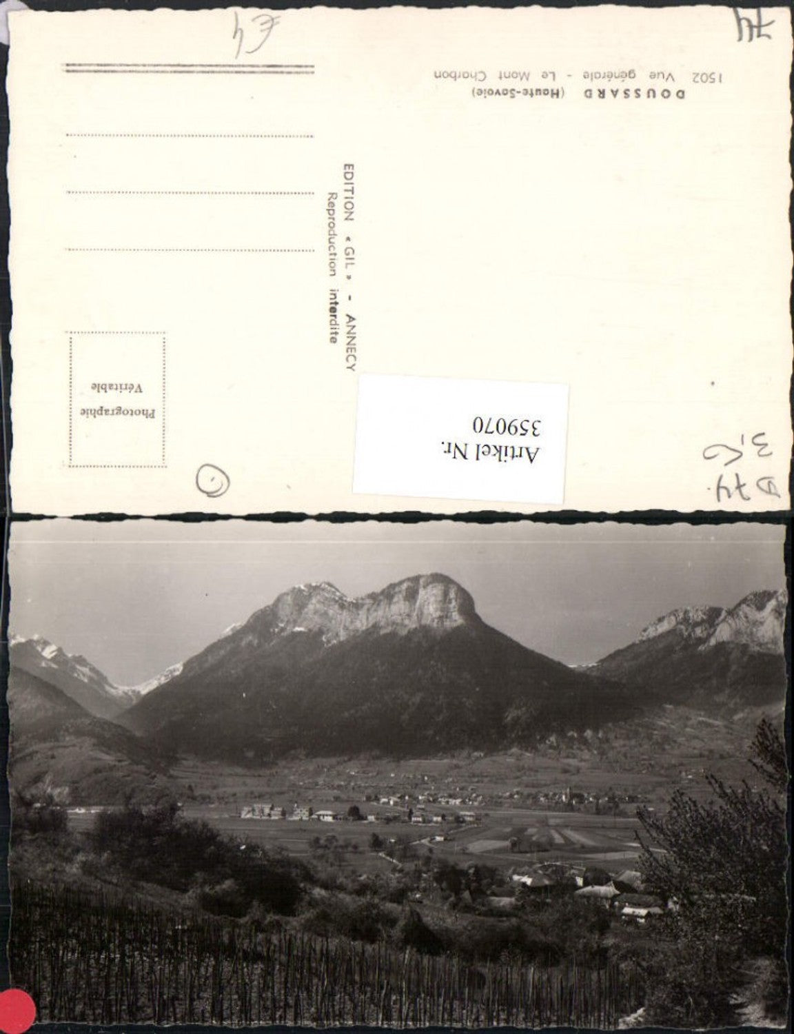 359070,Rhone-Alpes Haute-Savoie Doussard Vue generale Le Mont Charbon Totale Bergkulisse