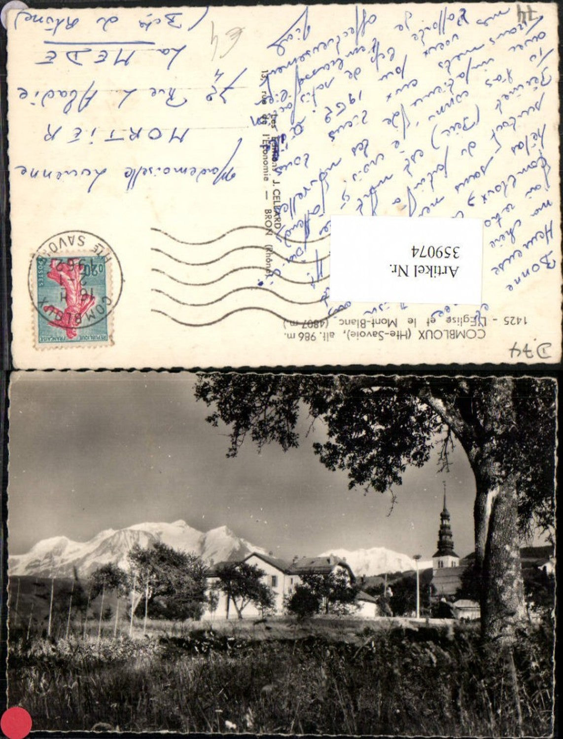 359074,Rhone-Alpes Haute-Savoie Combloux L'Eglise et le Mont-Blanc Kirche Bergkulisse