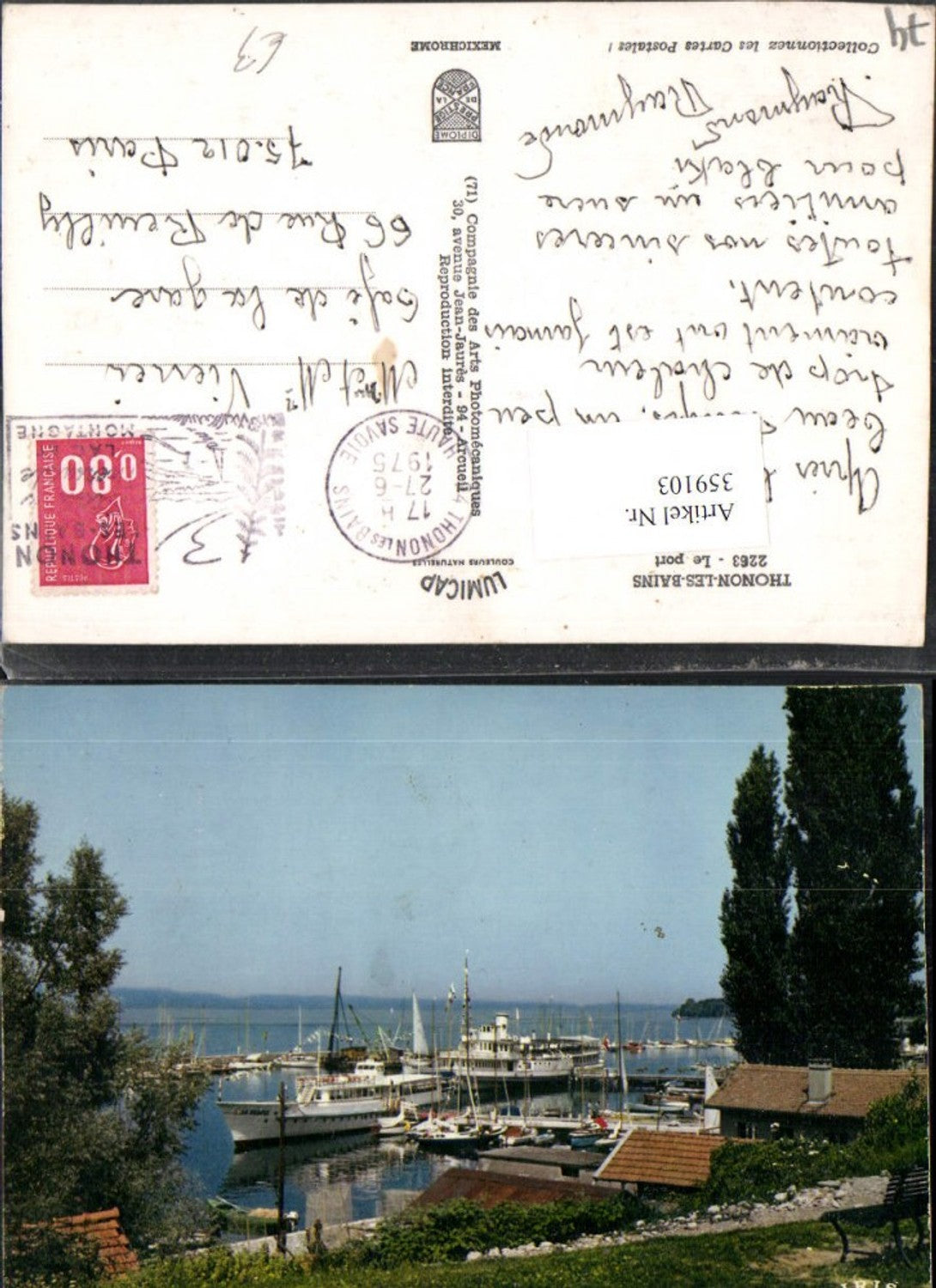 359103,Rhone-Alpes Haute-Savoie Thonon-les-Bains Le Port Hafen Dampfer Schiffe