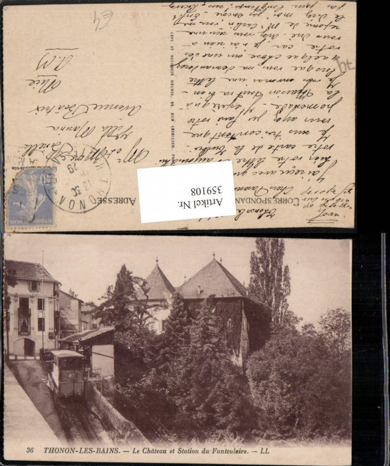 359108,Rhone-Alpes Haute-Savoie Thonon-les-Bains Chateau et Station Funiculaire Schloss Bergbahn