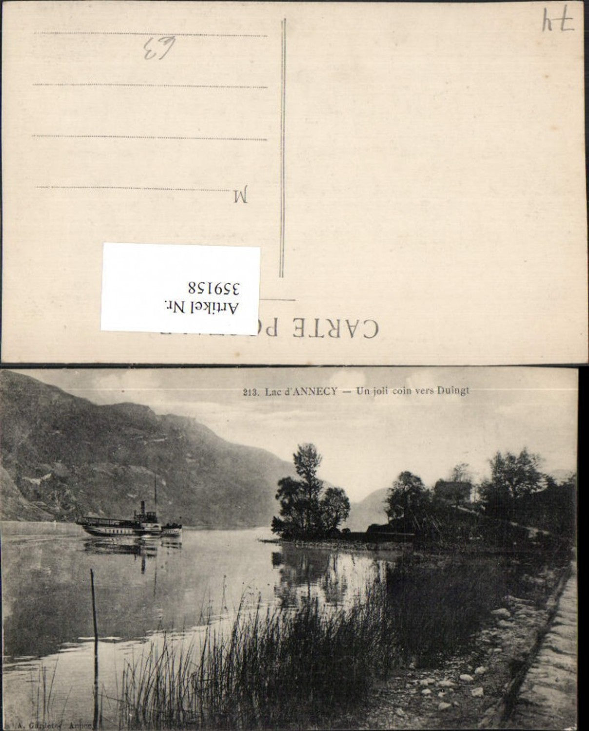 359158,Rhone-Alpes Haute-Savoie Lac d'Annecy Un joli coin vers Duingt See Dampfer