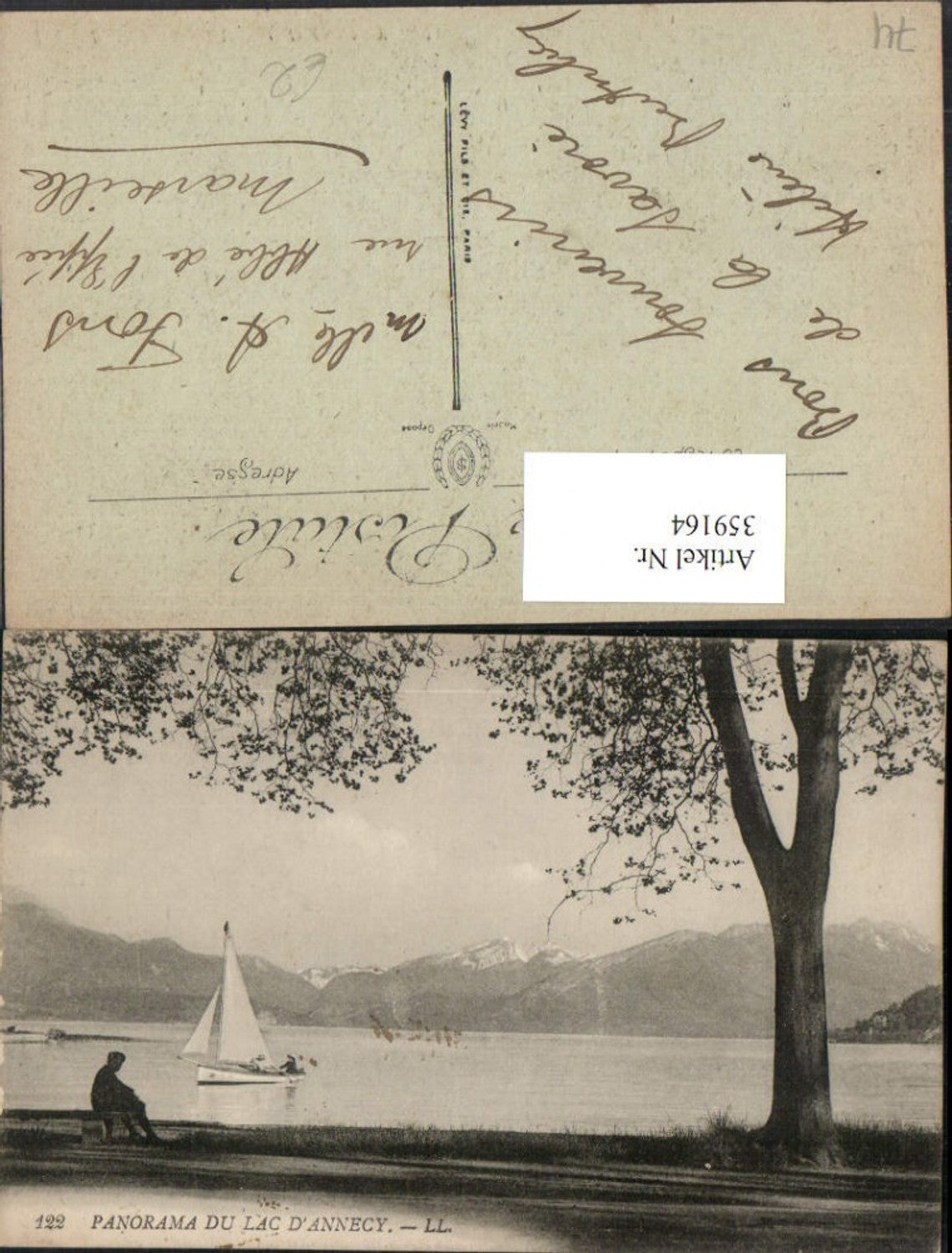 359164,Rhone-Alpes Haute-Savoie Panorama du Lac d'Annecy See Segelboot Bergkulisse